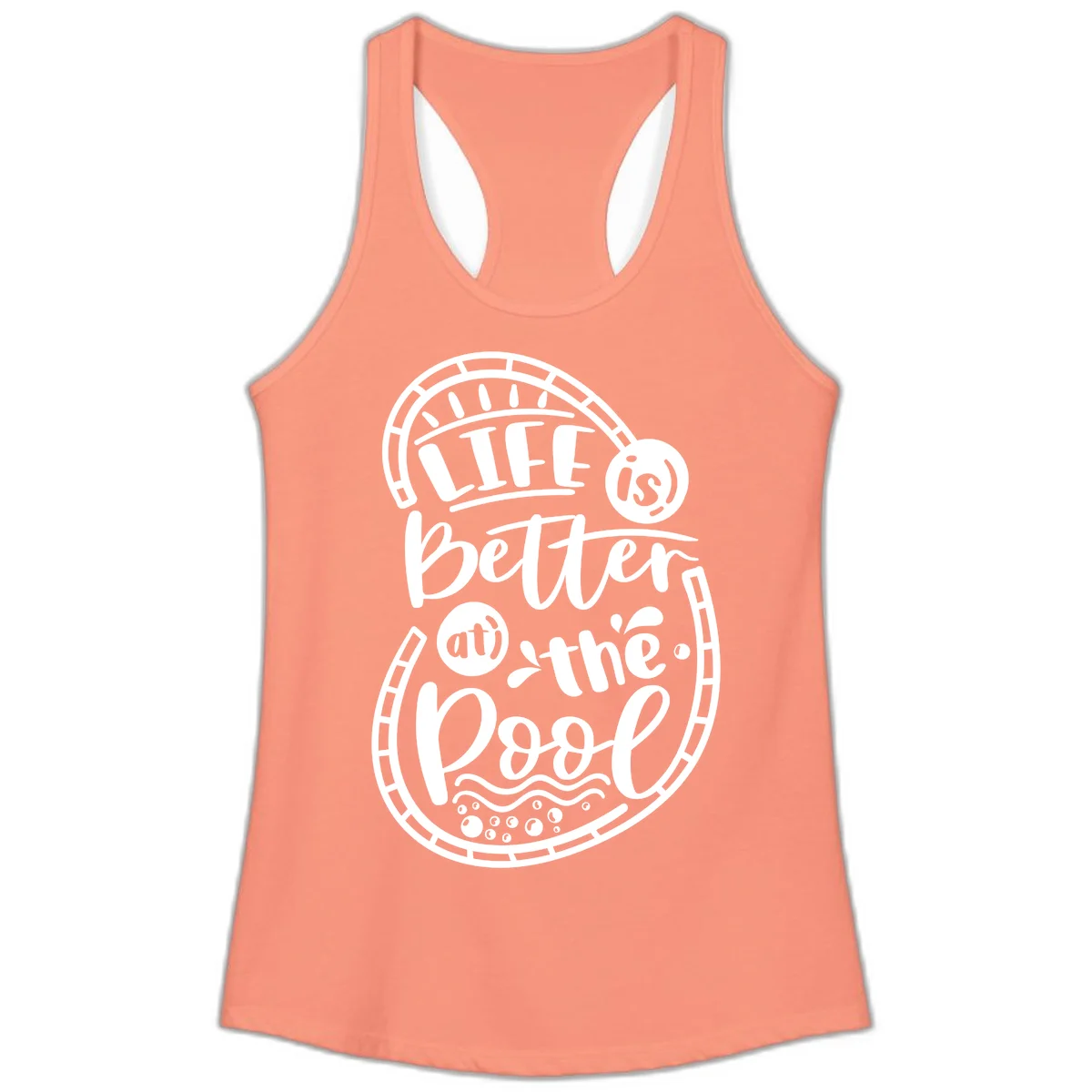 Life Is Better At The Pool Ladies Tank in Solid Light Orange
