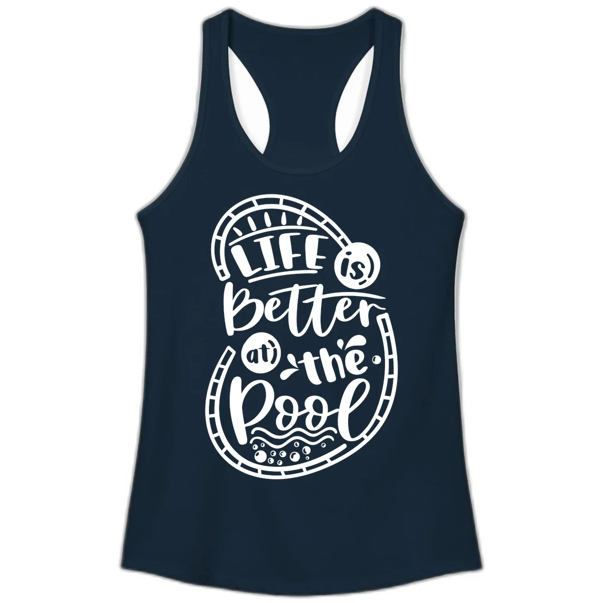 Life Is Better At The Pool Ladies Tank in Solid Midnight Navy
