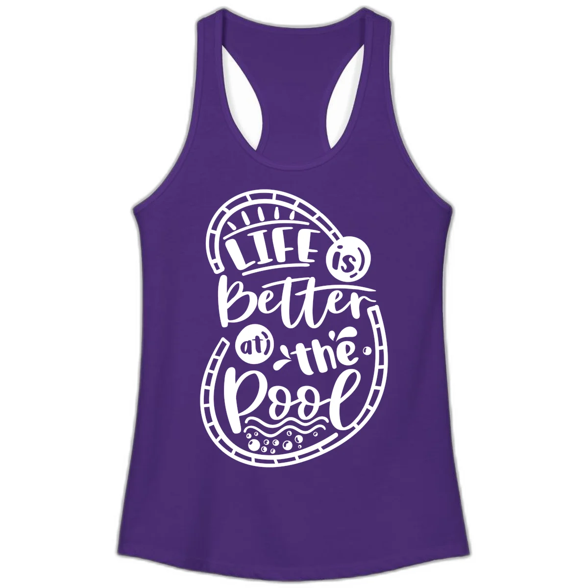 Life Is Better At The Pool Ladies Tank in Solid Purple Rush