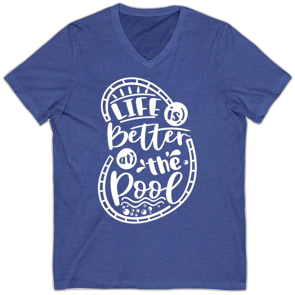 Life Is Better At The Pool V-Neck in Heather True Royal