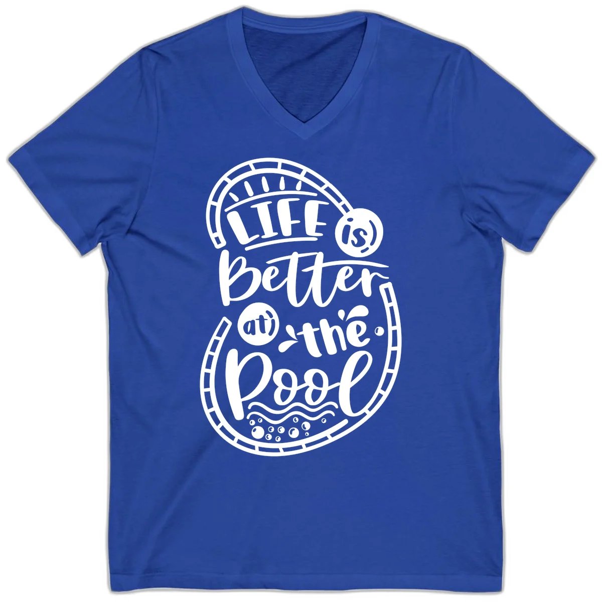 Life Is Better At The Pool V-Neck in True Royal
