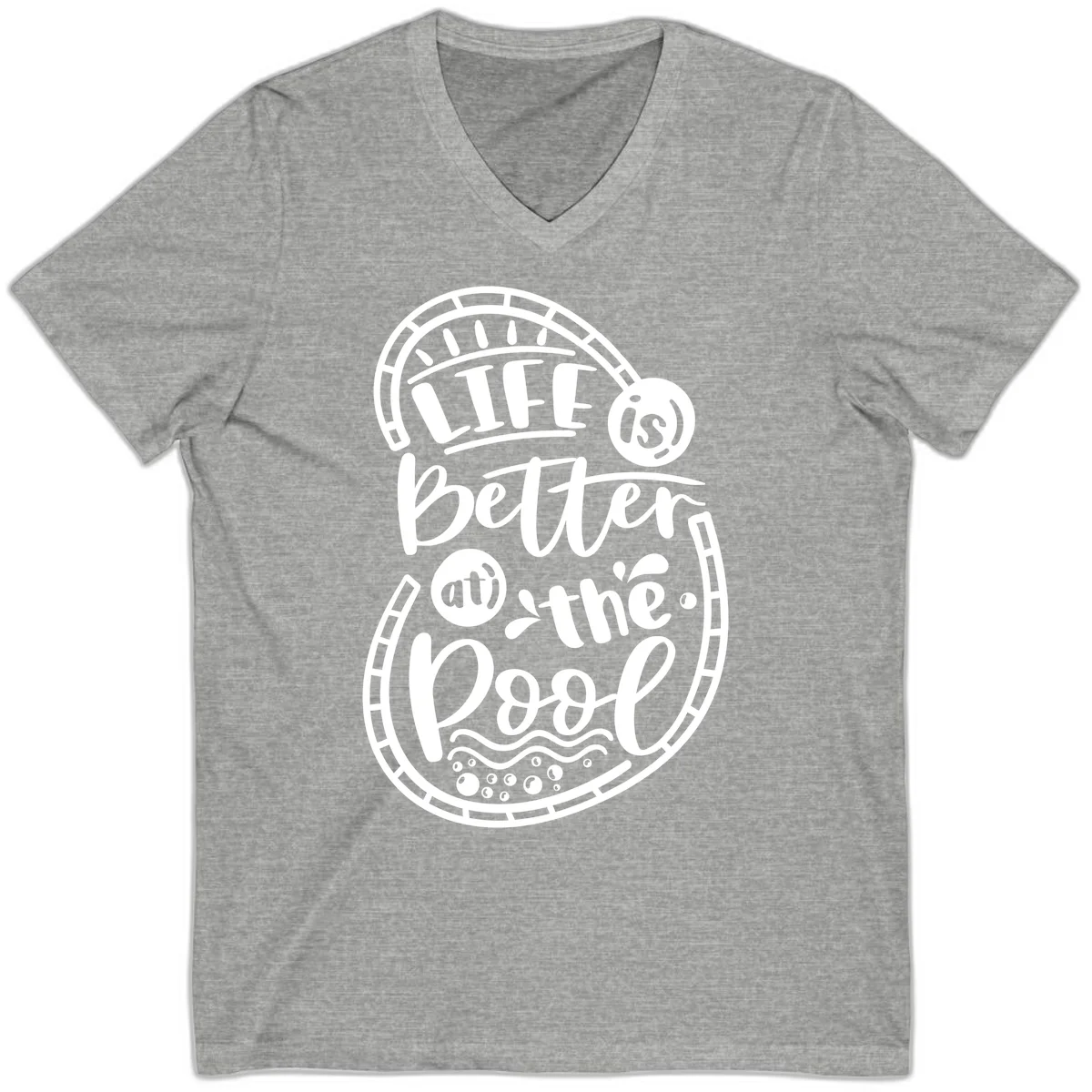 Life Is Better At The Pool V-Neck in Athletic Heather