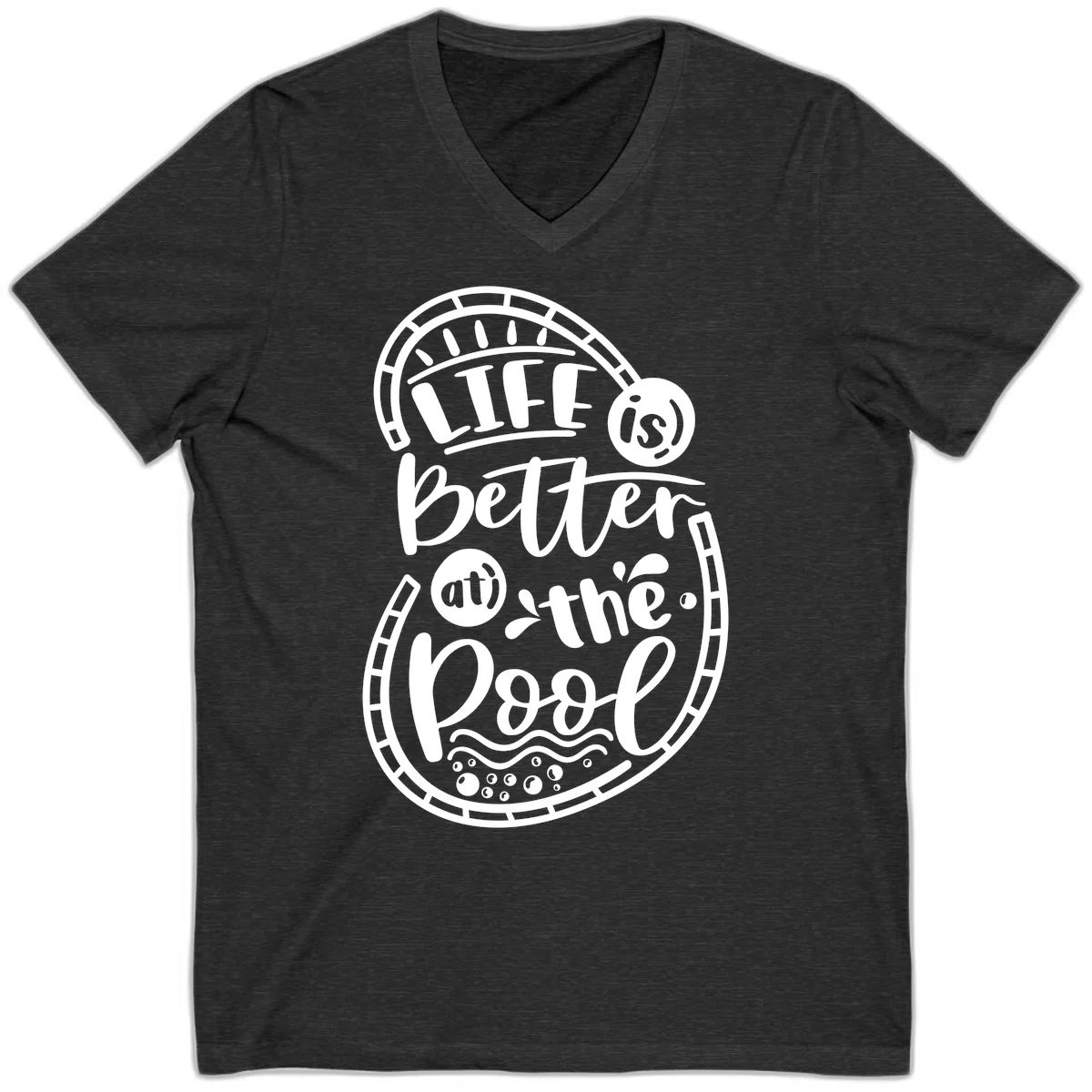 Life Is Better At The Pool V-Neck in Dark Grey Heather