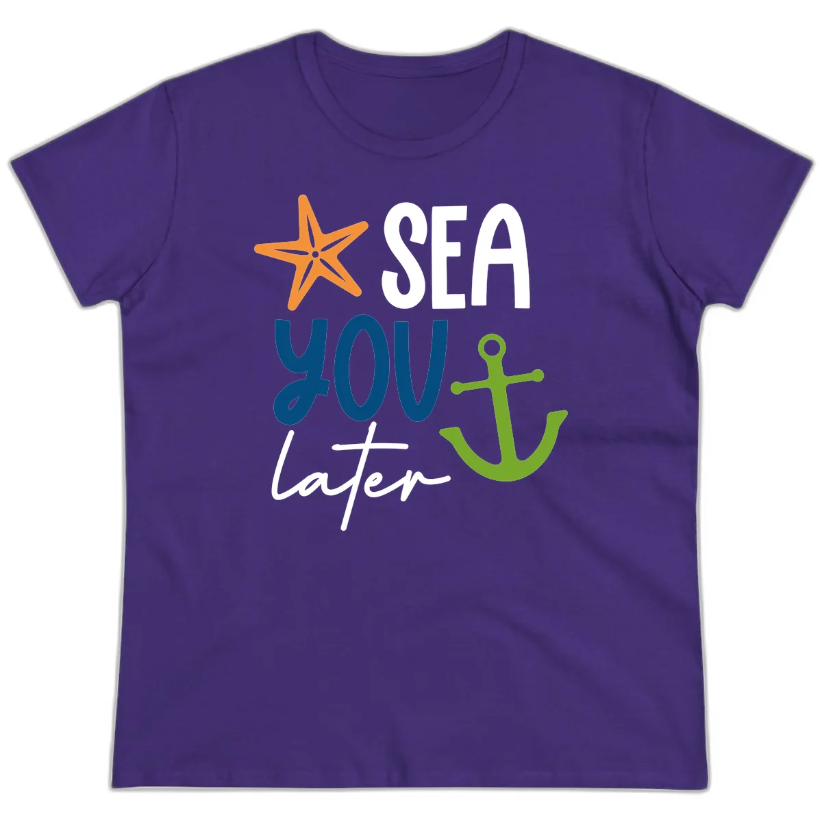 Sea You Later Cruise Anchor Ladies Tee in Purple
