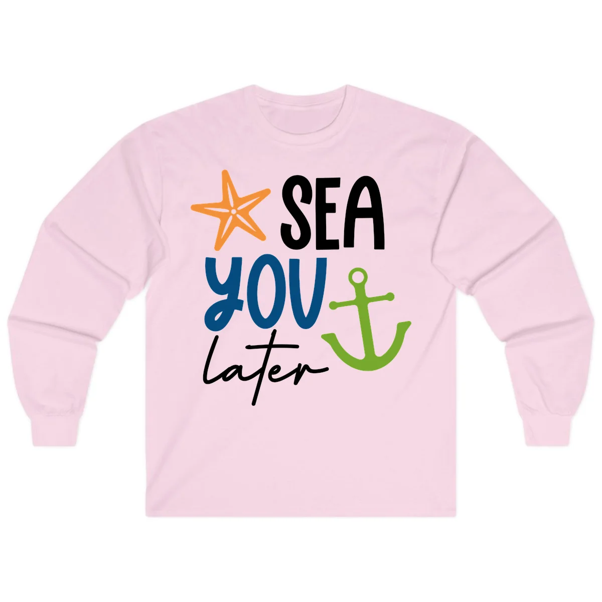 Sea You Later Cruise Anchor Long Sleeve in Light Pink