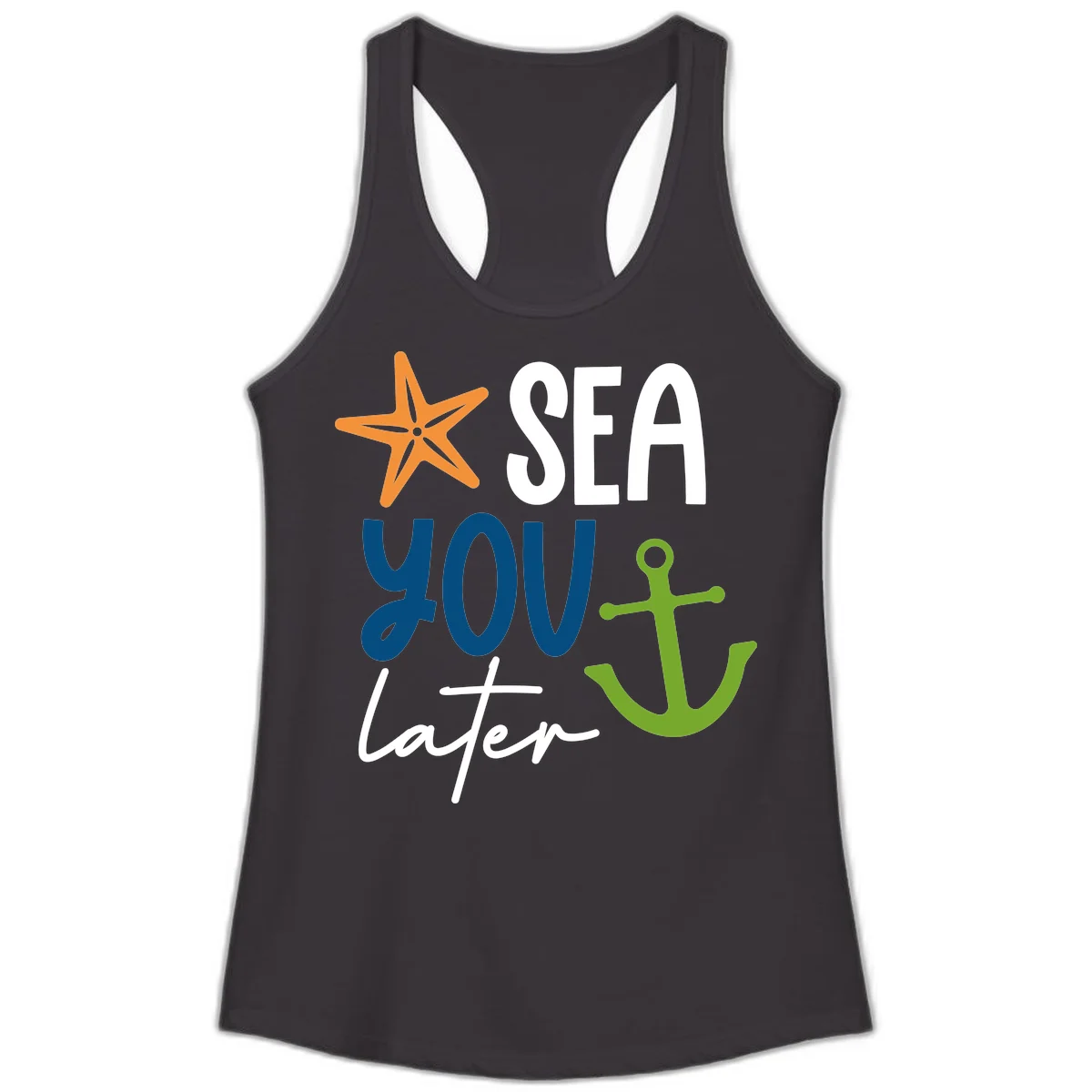 Sea You Later Cruise Anchor Ladies Tank in Black