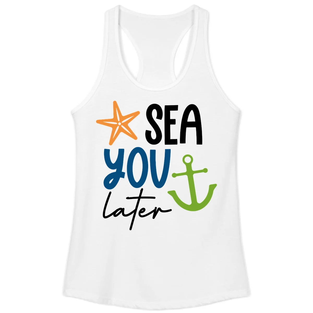 Sea You Later Cruise Anchor Ladies Tank in White