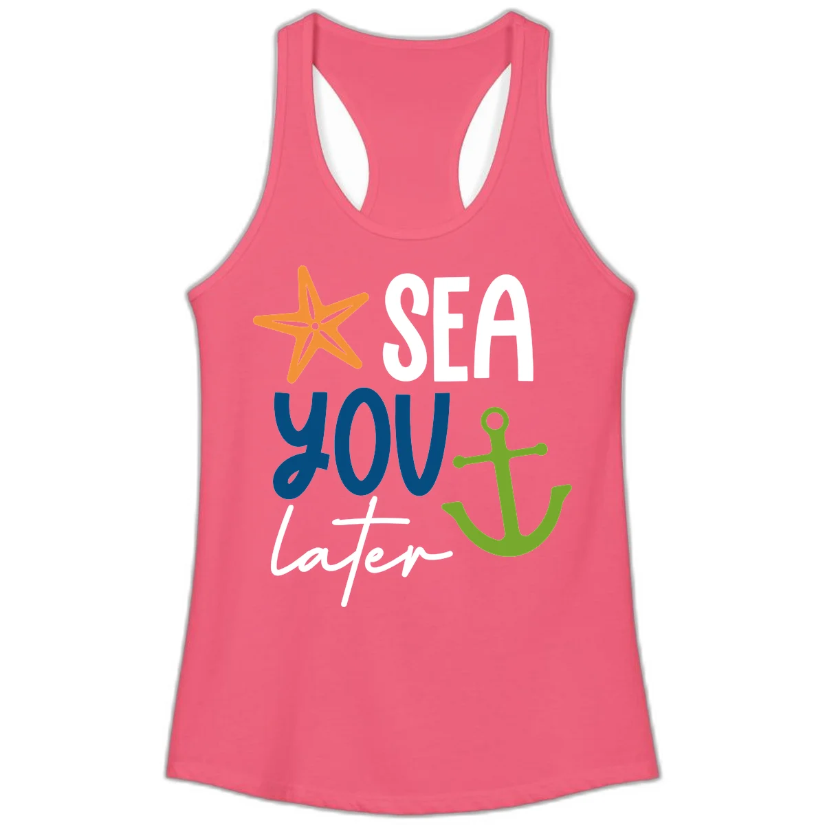 Sea You Later Cruise Anchor Ladies Tank in Hot Pink