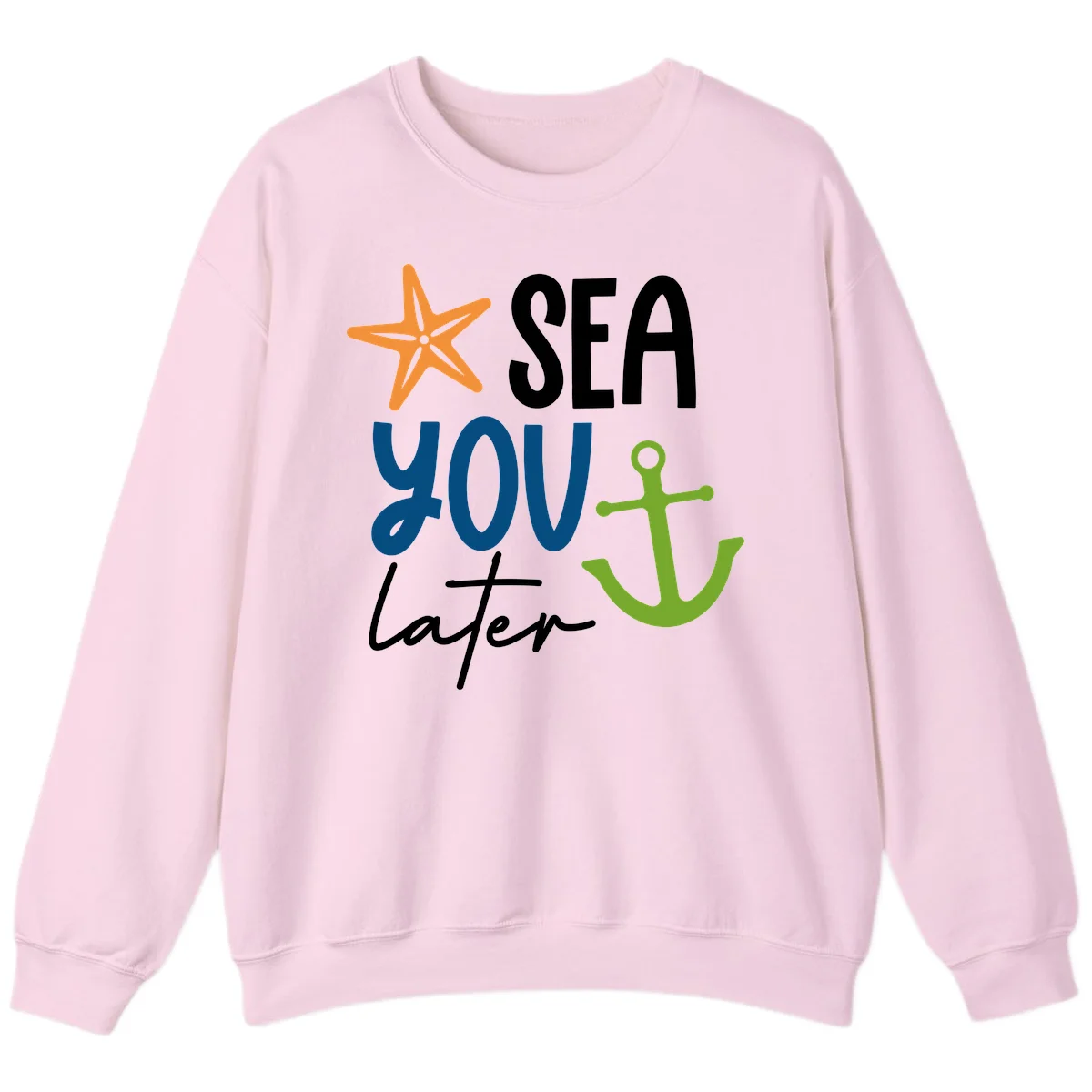 Sea You Later Cruise Anchor Sweatshirt in Light Pink