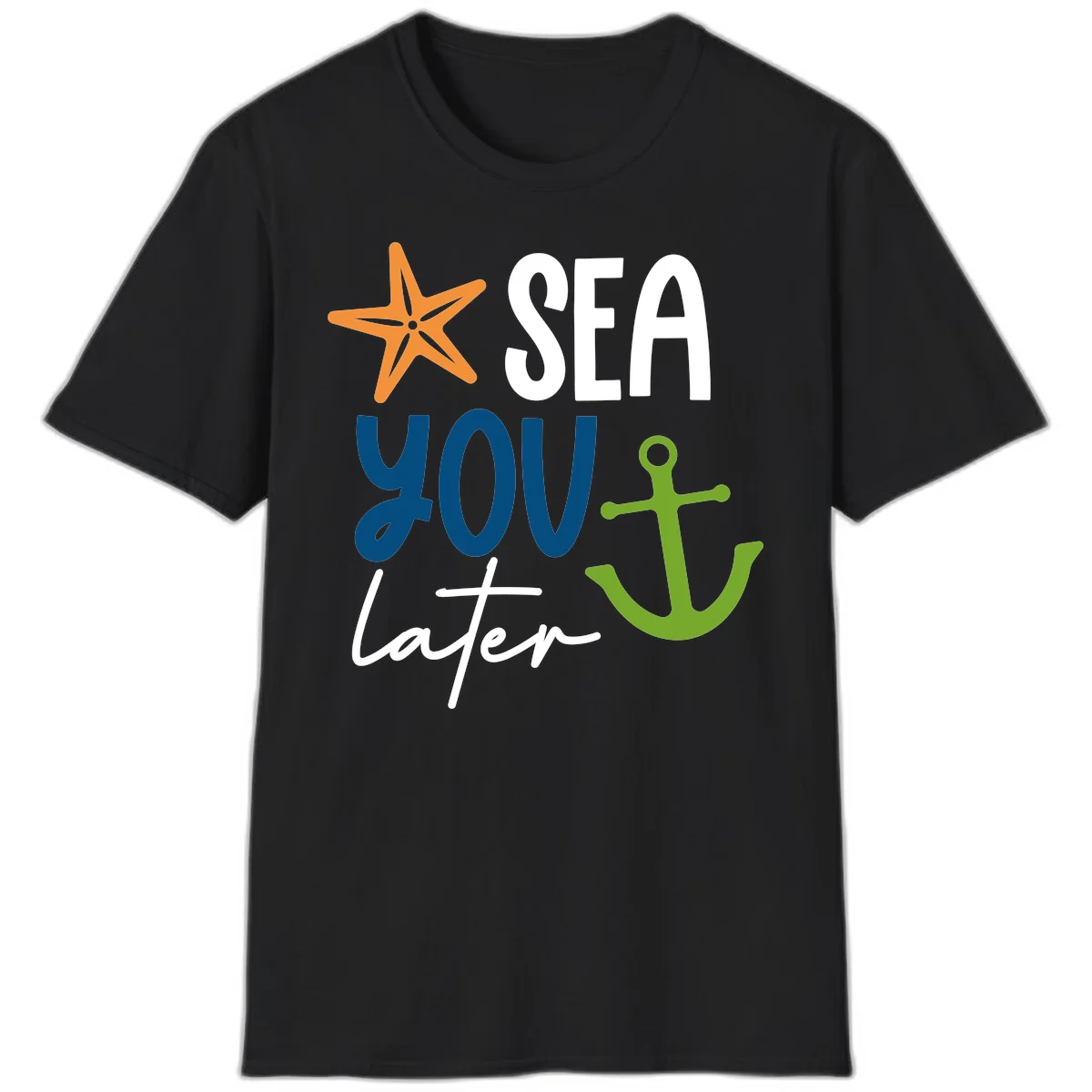 Sea You Later Cruise Anchor T-Shirt in Black