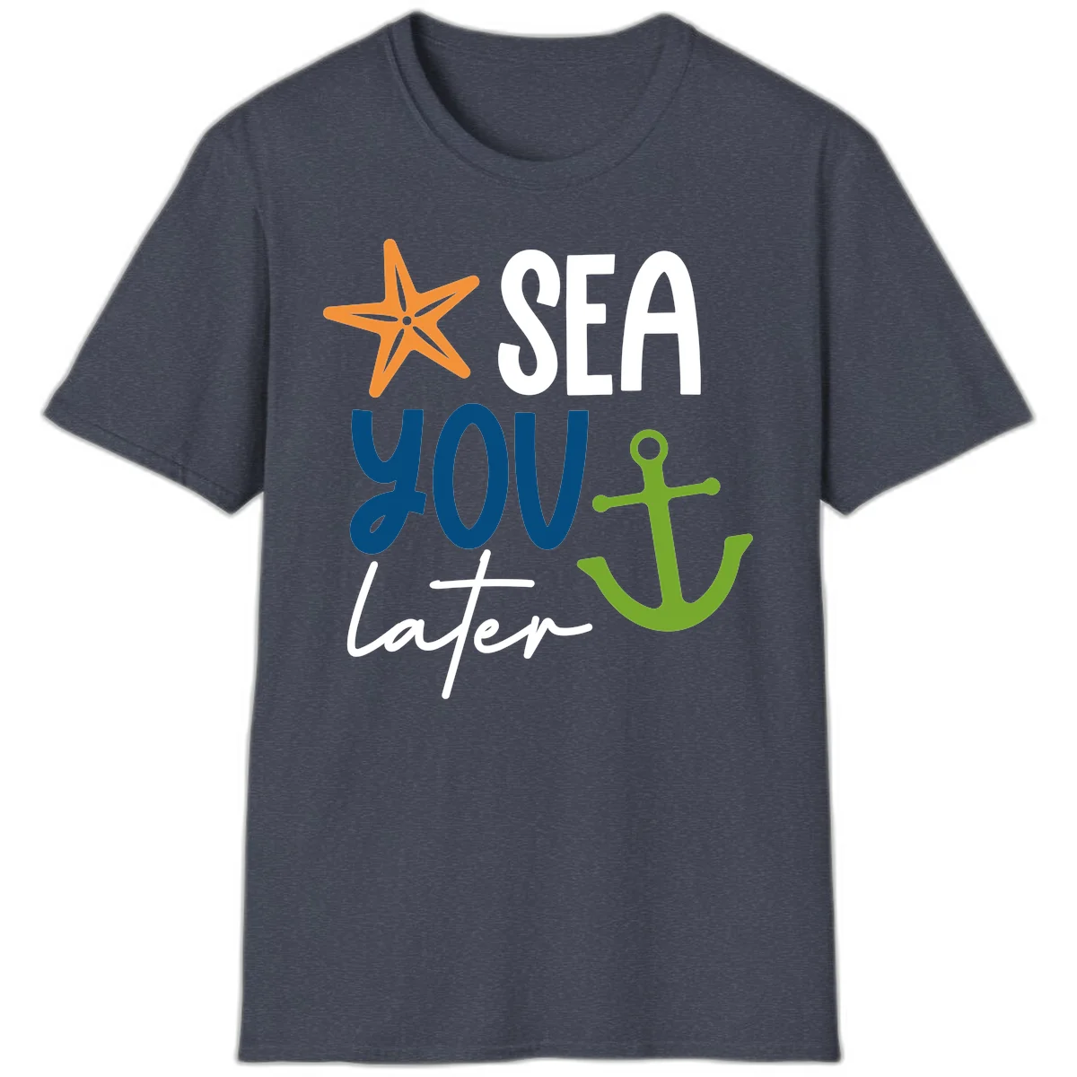 Sea You Later Cruise Anchor T-Shirt in Heather Navy