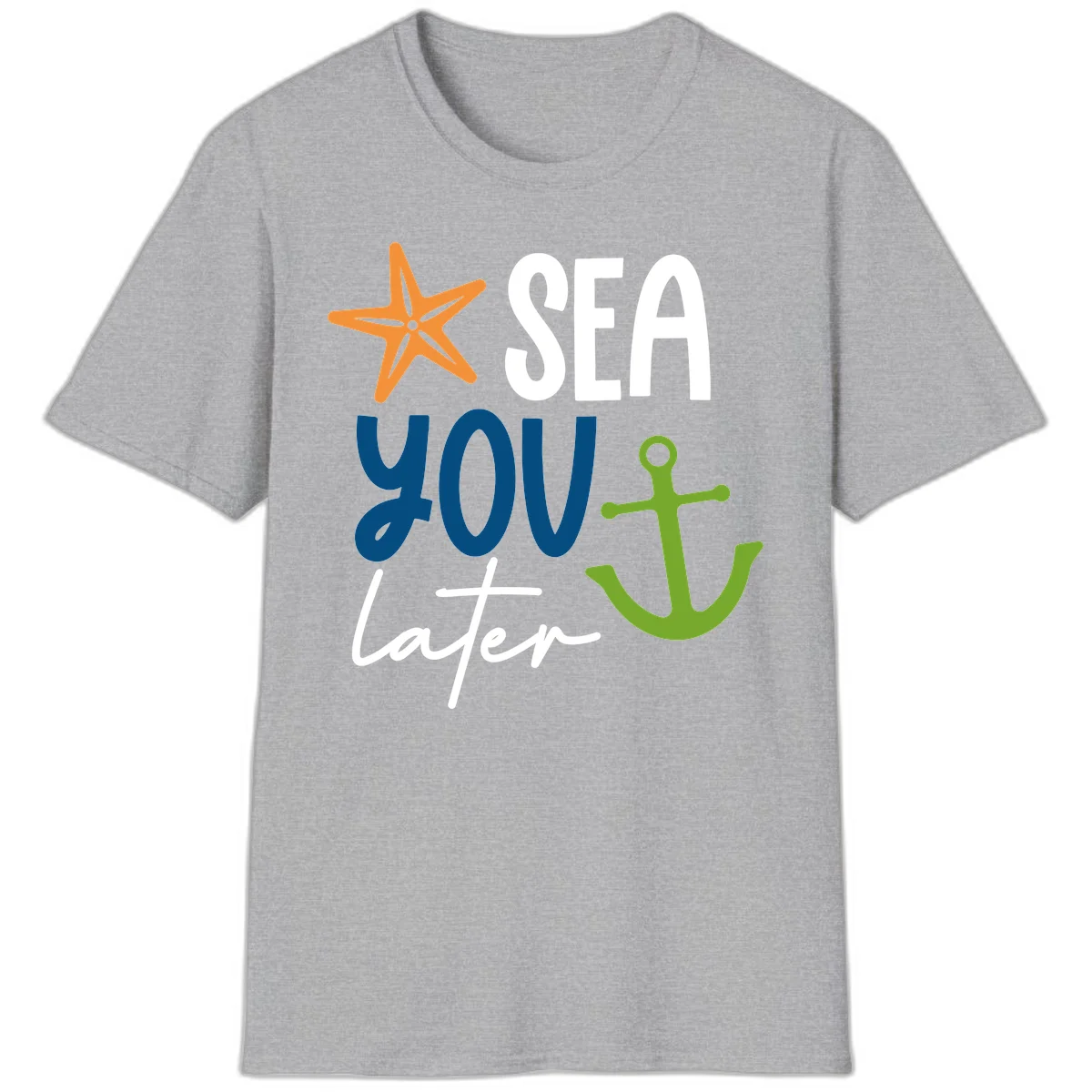 Sea You Later Cruise Anchor T-Shirt in Sport Grey