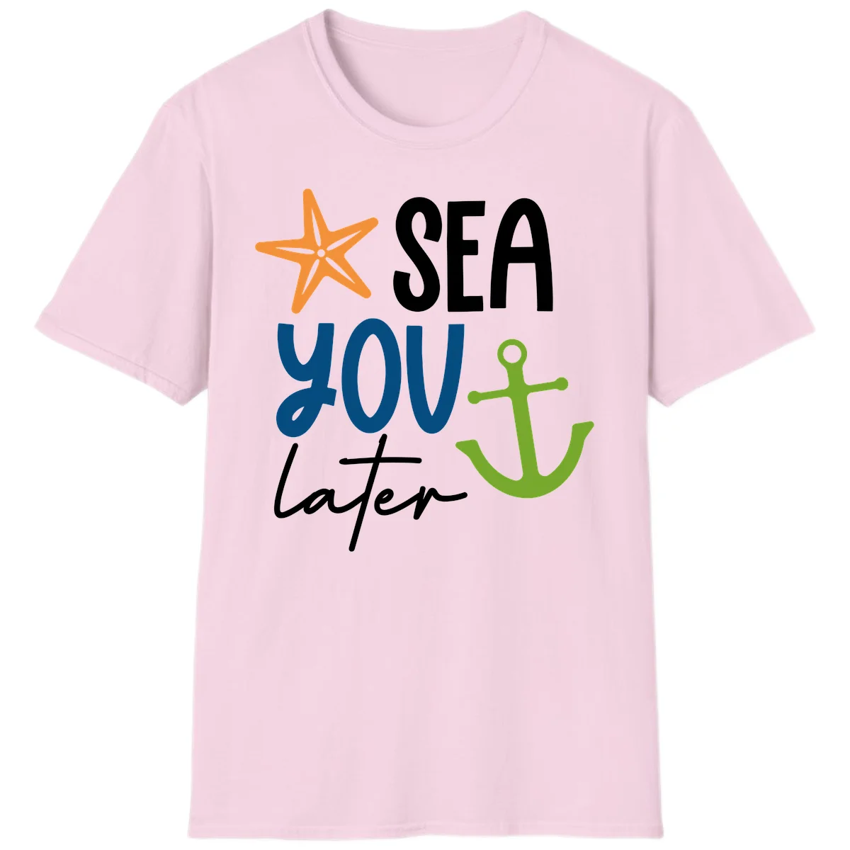 Sea You Later Cruise Anchor T-Shirt in Light Pink