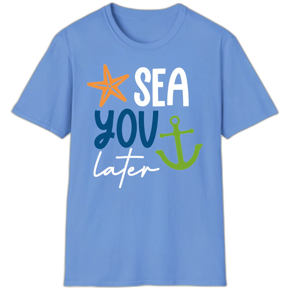 Sea You Later Cruise Anchor T-Shirt in Carolina Blue