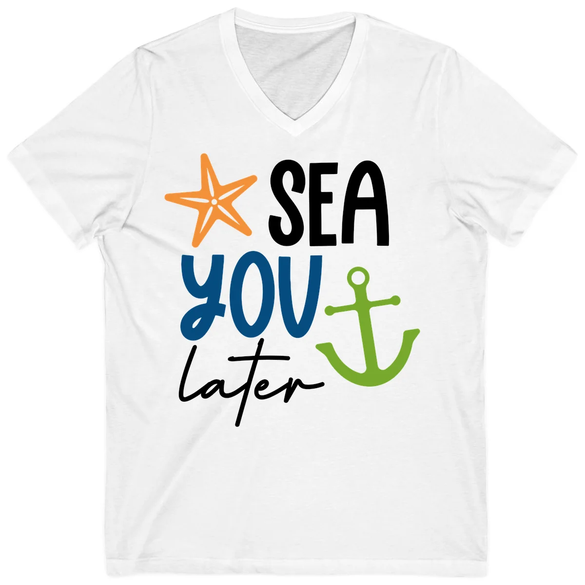 Sea You Later Cruise Anchor V-Neck in White