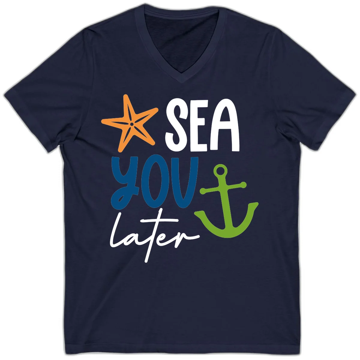 Sea You Later Cruise Anchor V-Neck in Navy