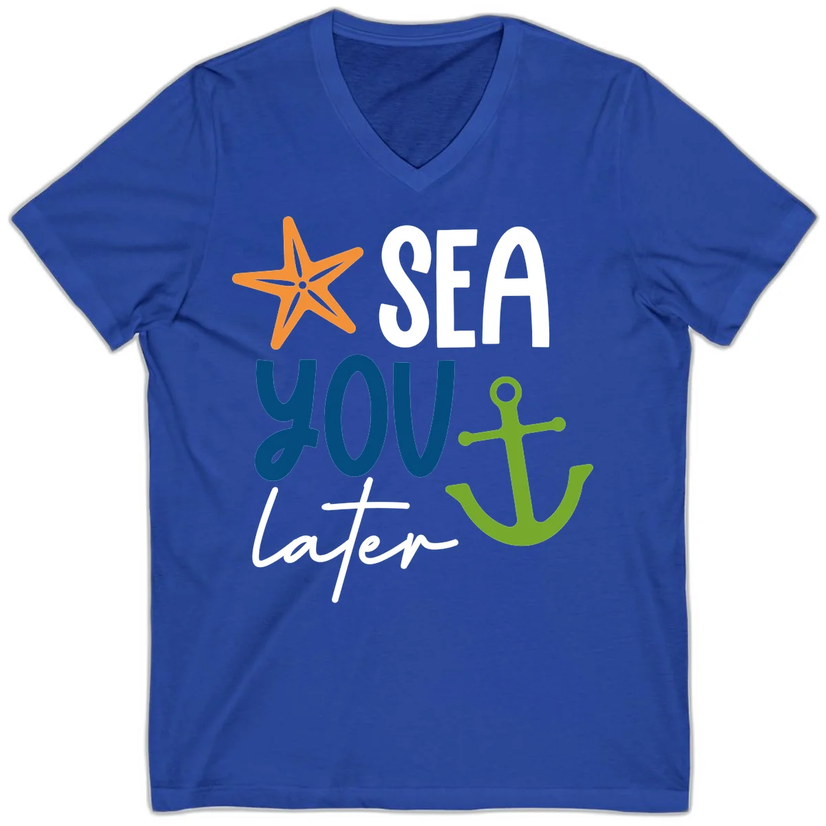 Sea You Later Cruise Anchor V-Neck in True Royal