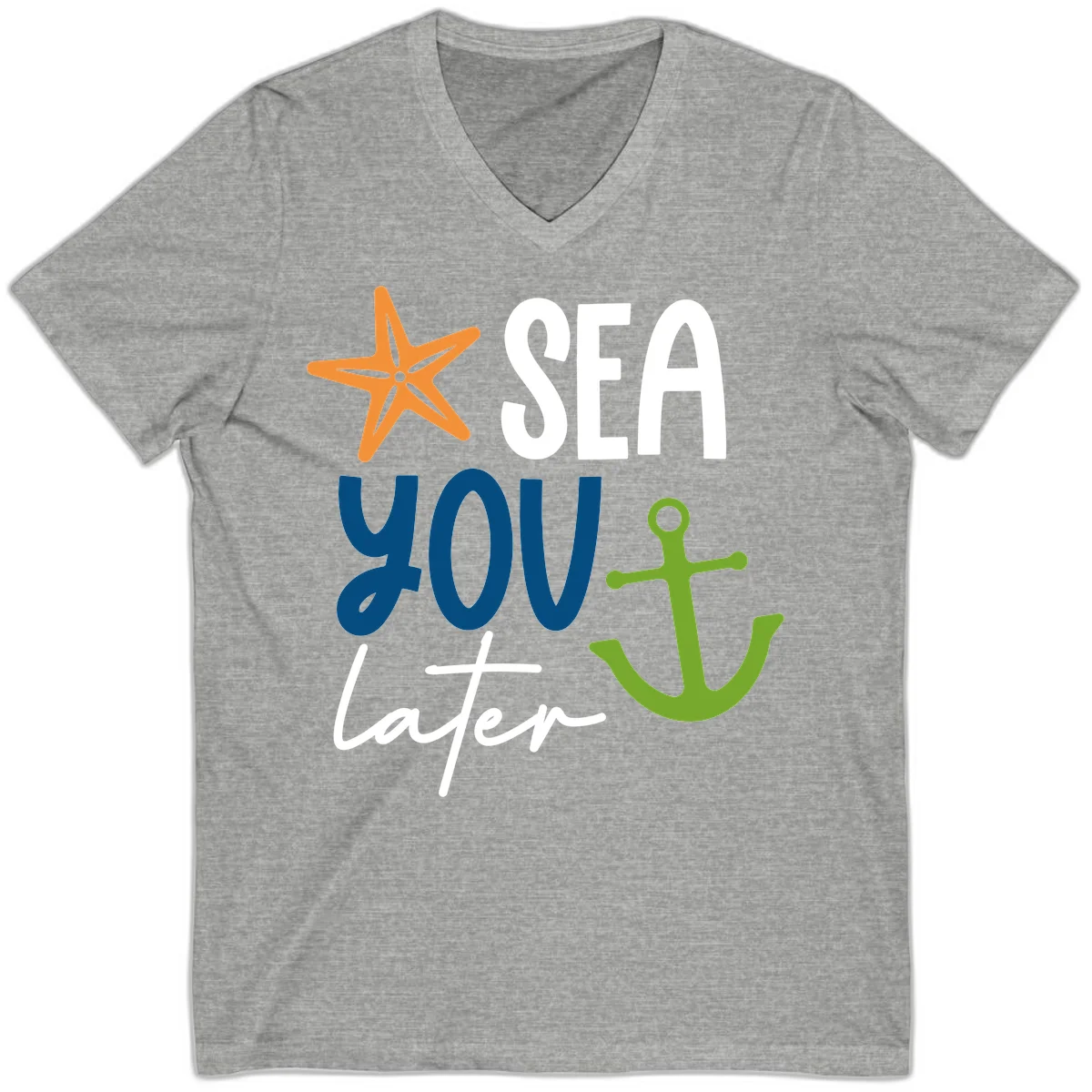 Sea You Later Cruise Anchor V-Neck in Athletic Heather