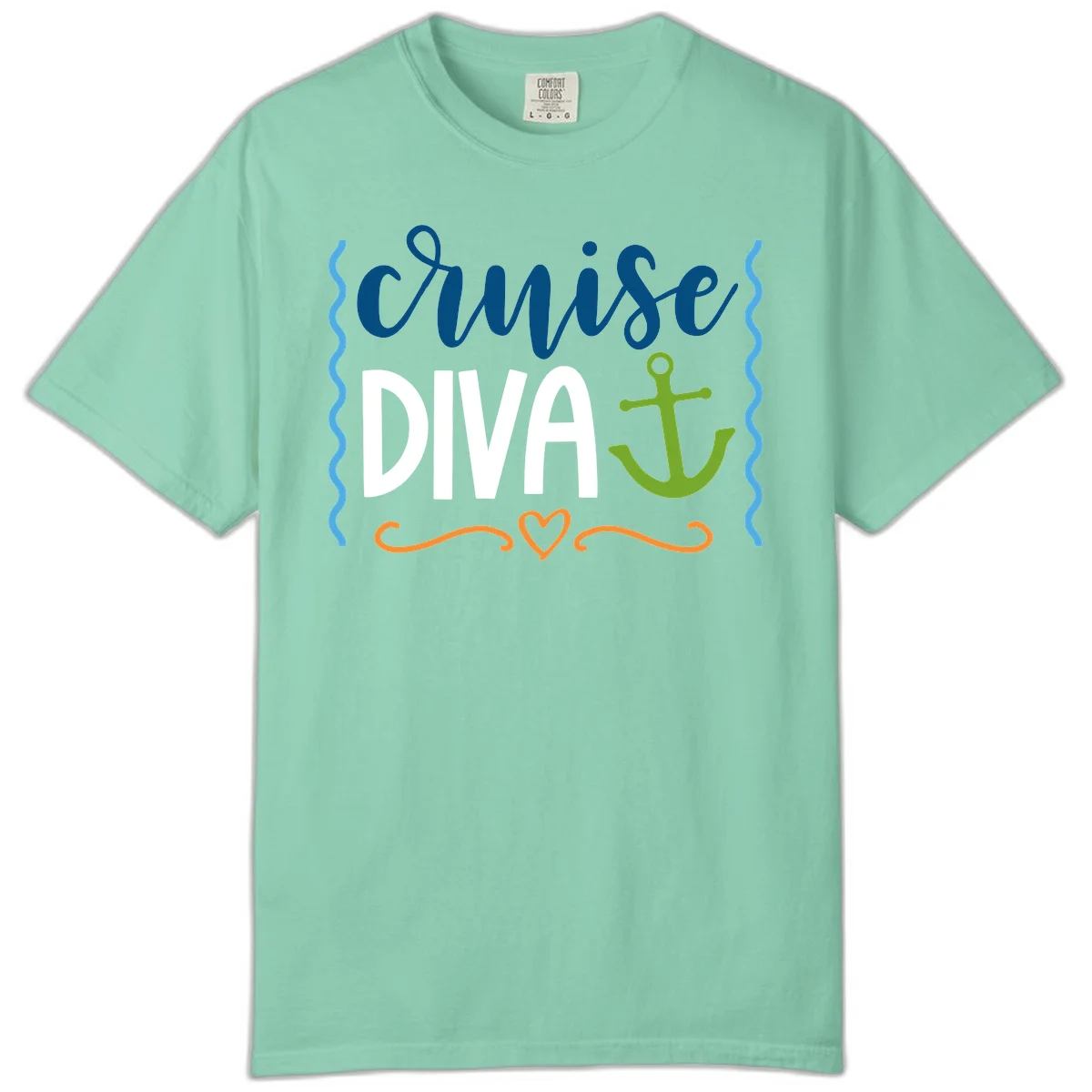 Cruise Diva Anchor Comfort Color T-Shirt in Island Reef