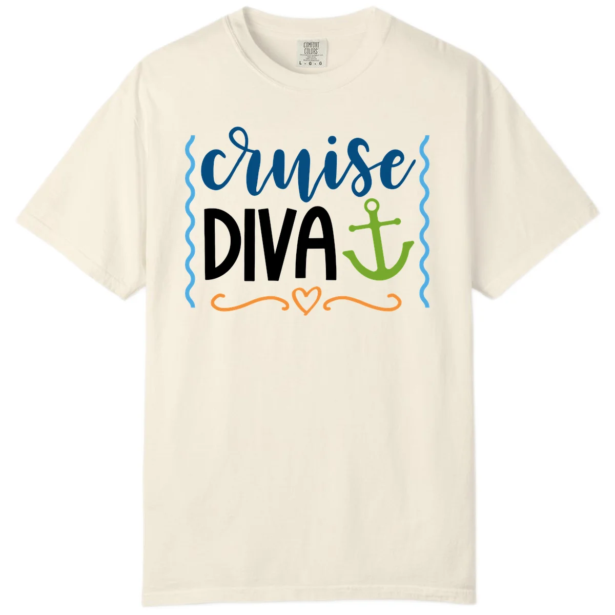 Cruise Diva Anchor Comfort Color T-Shirt in Ivory