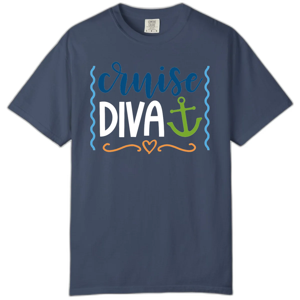 Cruise Diva Anchor Comfort Color T-Shirt in Midnight