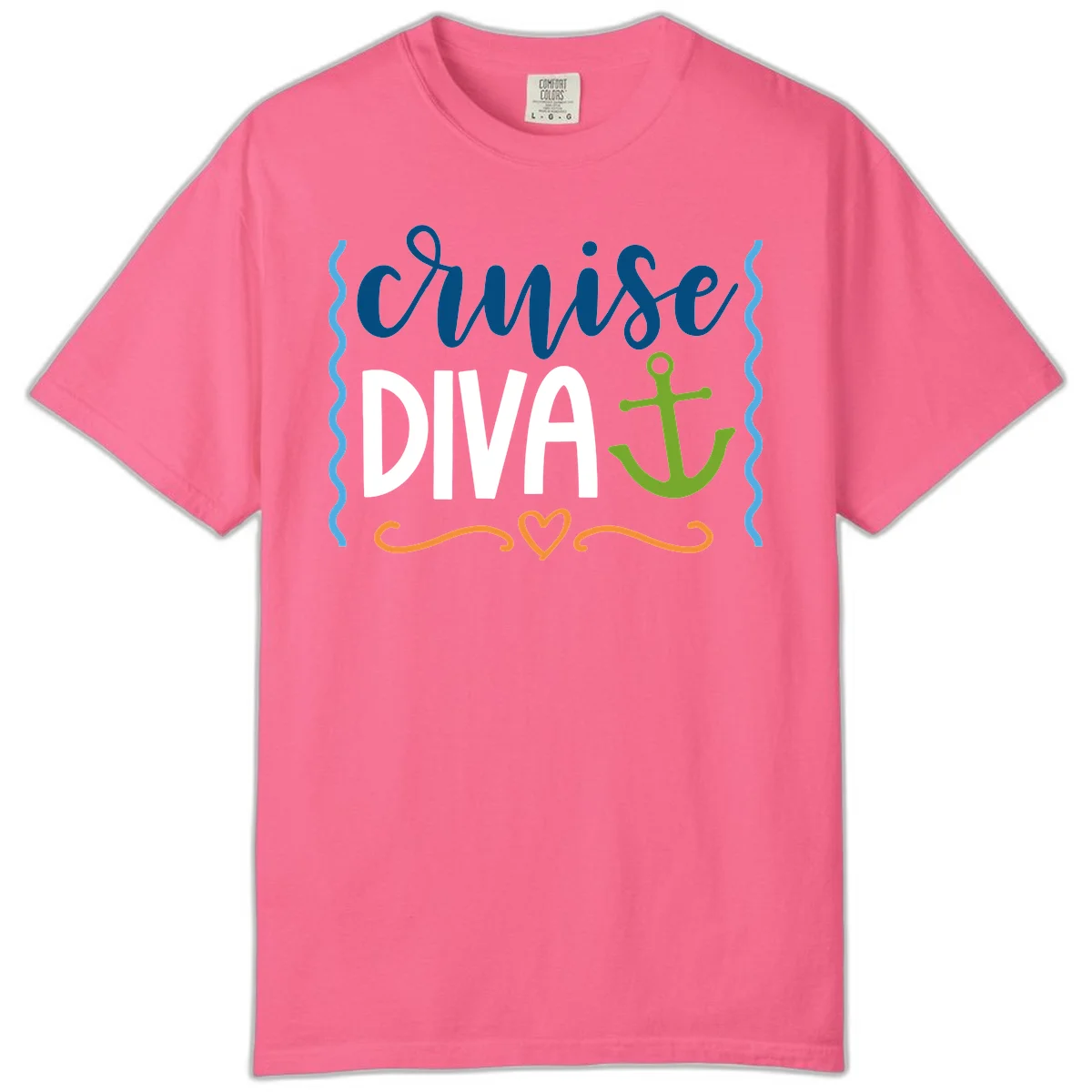 Cruise Diva Anchor Comfort Color T-Shirt in Crunchberry