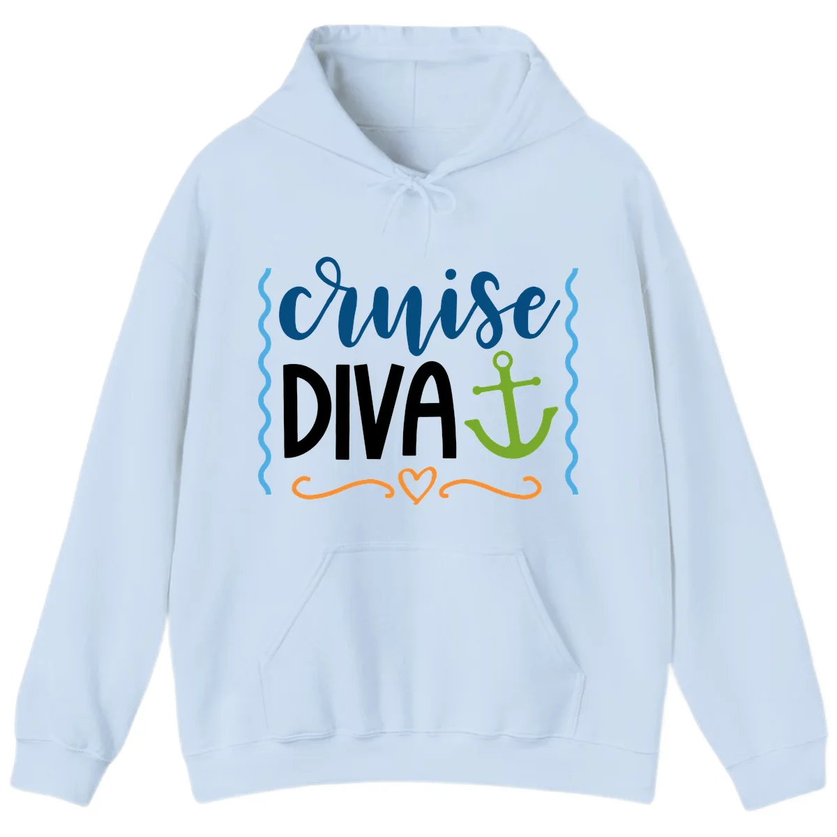 Cruise Diva Anchor Hoodie in Light Blue