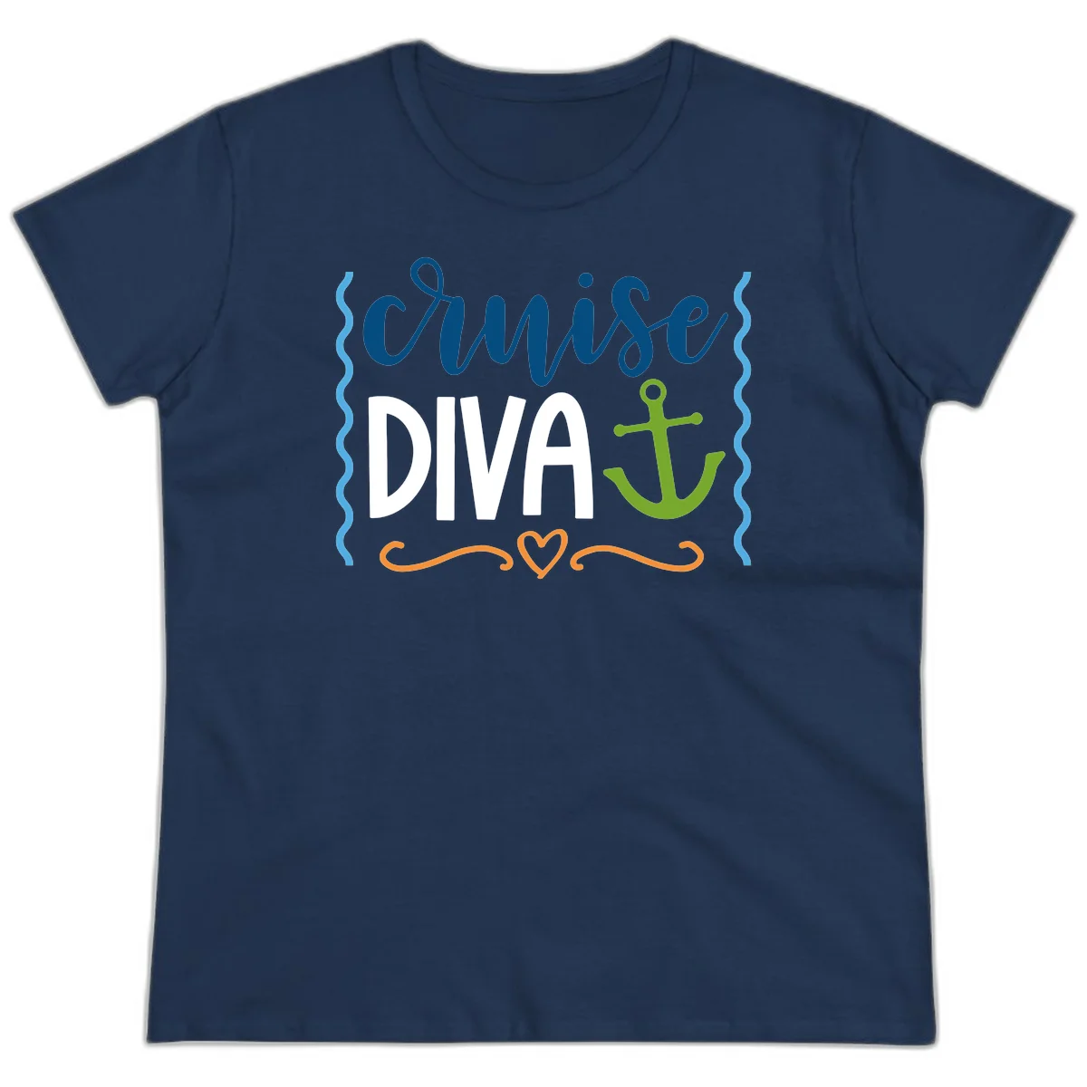 Cruise Diva Anchor Ladies Tee in Navy