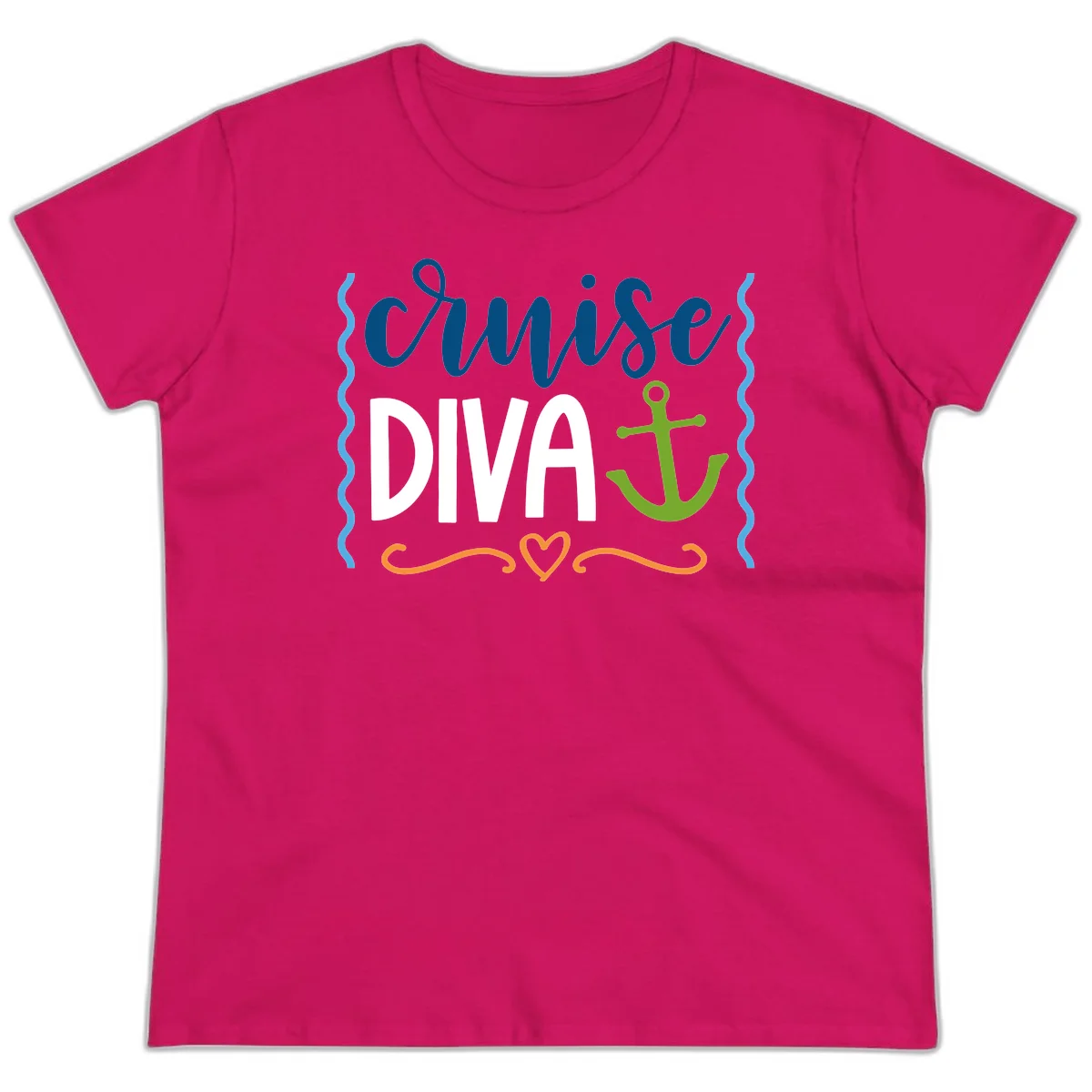 Cruise Diva Anchor Ladies Tee in Heliconia