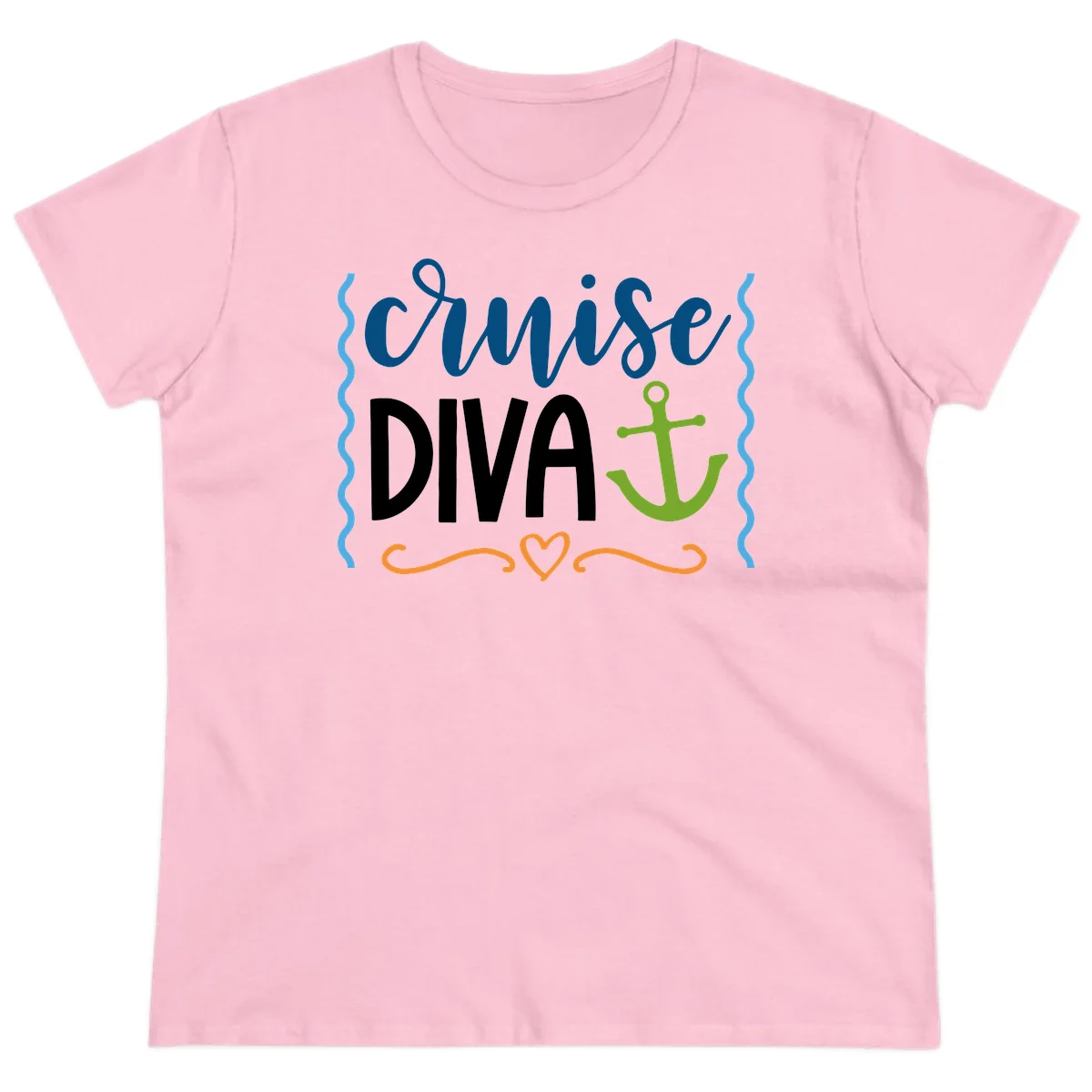 Cruise Diva Anchor Ladies Tee in Light Pink