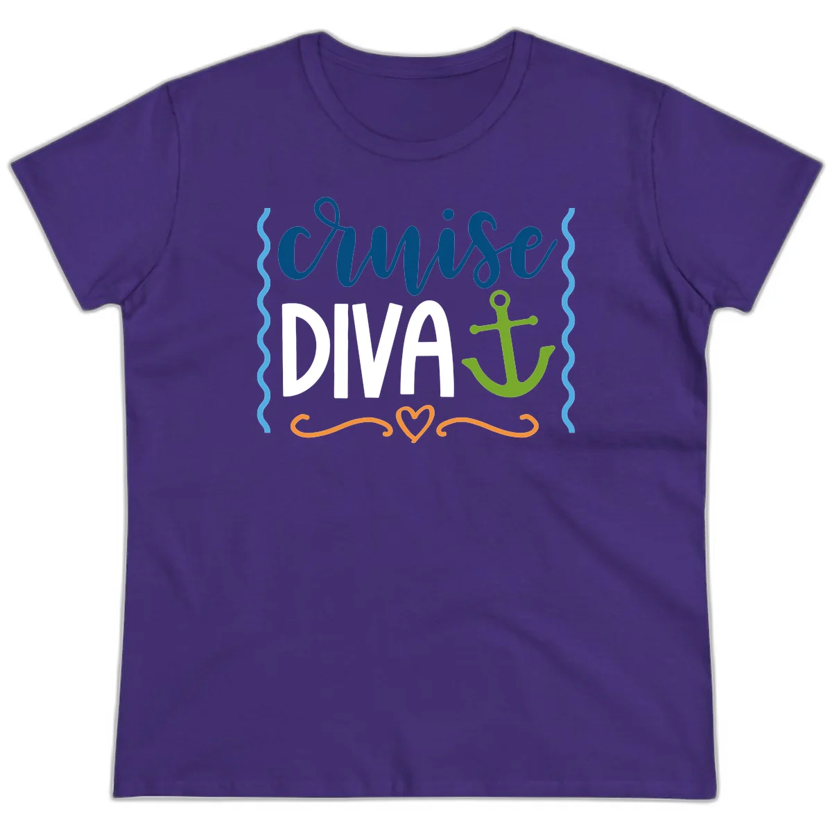 Cruise Diva Anchor Ladies Tee in Purple