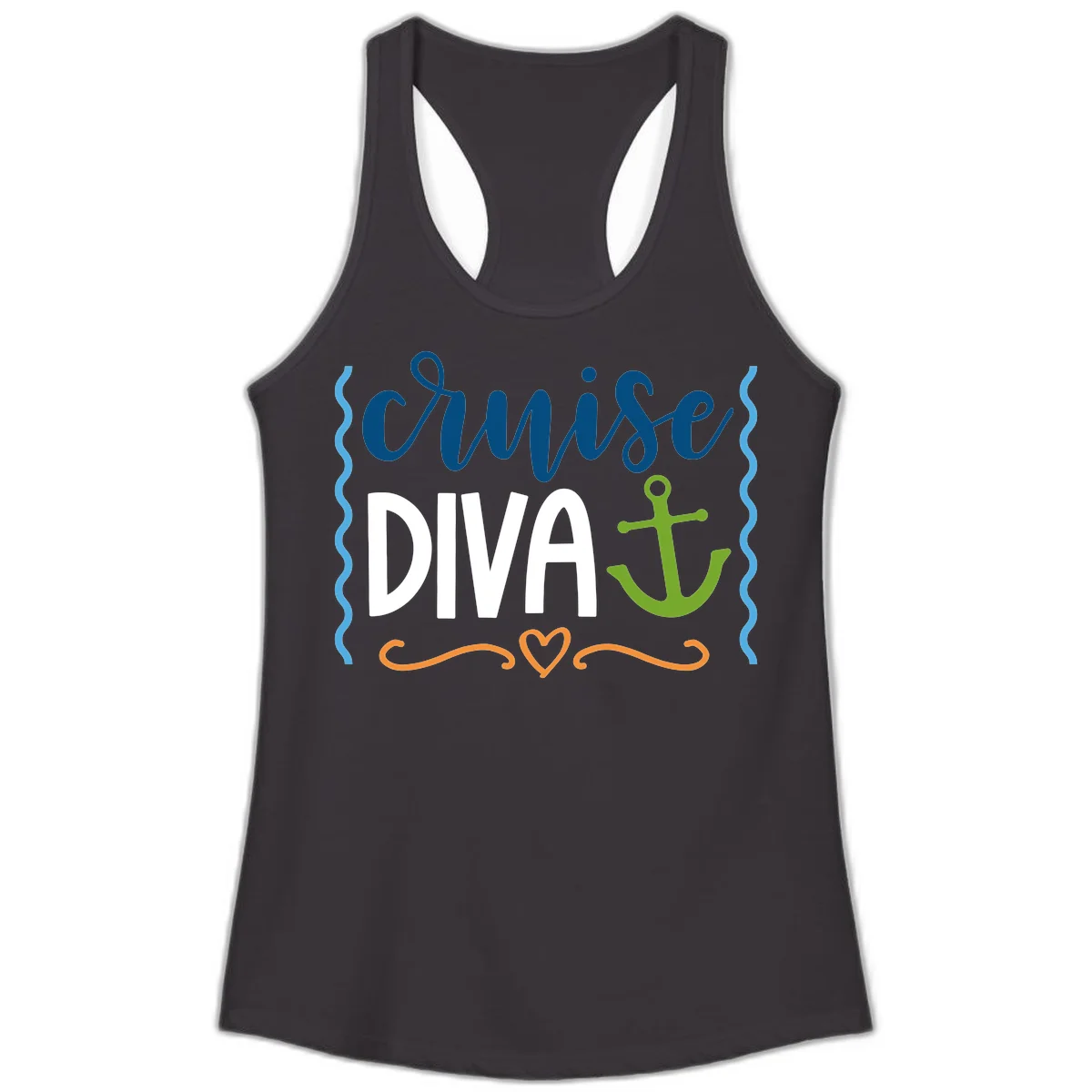 Cruise Diva Anchor Ladies Tank in Black