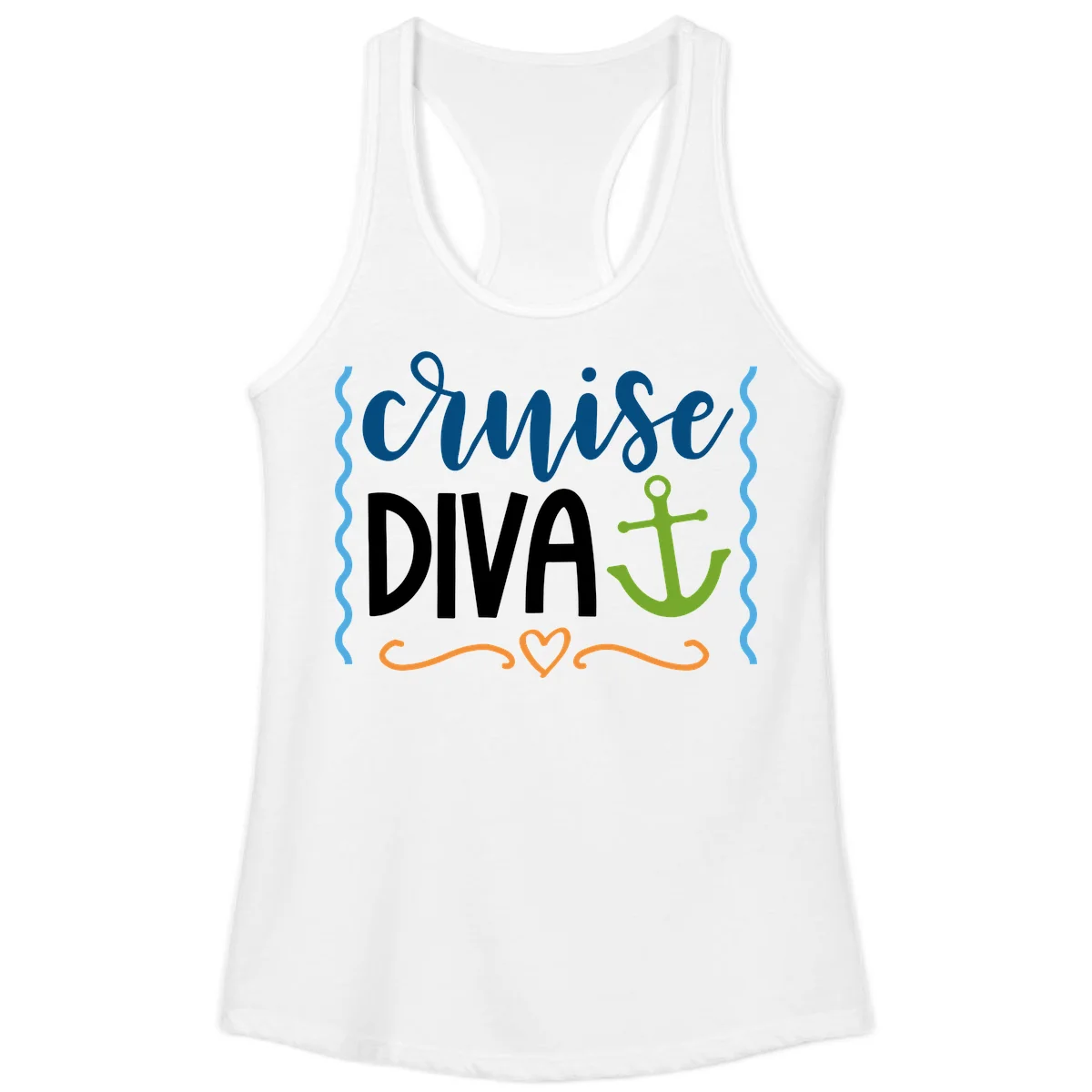 Cruise Diva Anchor Ladies Tank in White