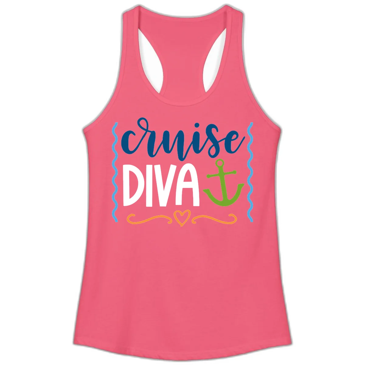 Cruise Diva Anchor Ladies Tank in Hot Pink