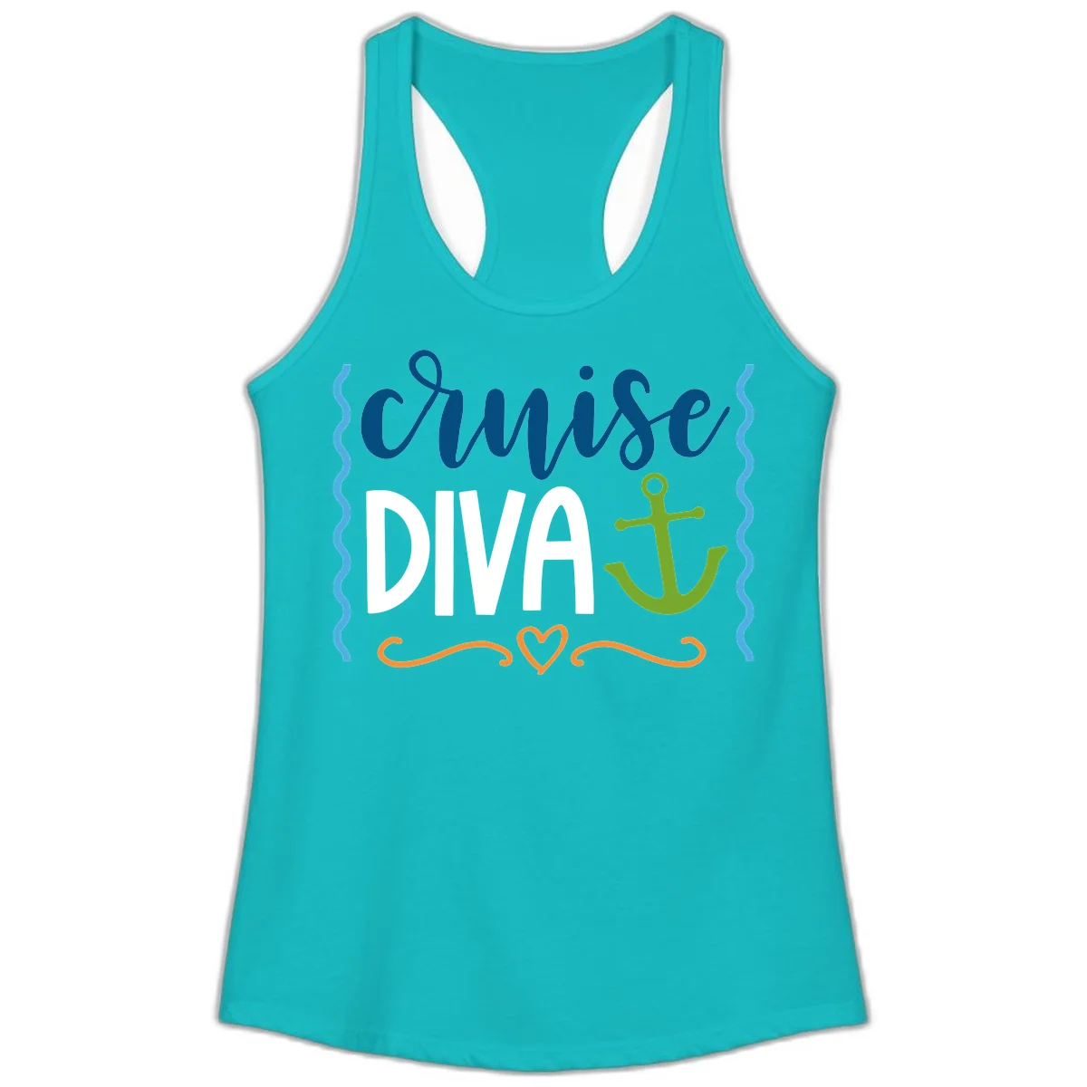 Cruise Diva Anchor Ladies Tank in Tahiti Blue