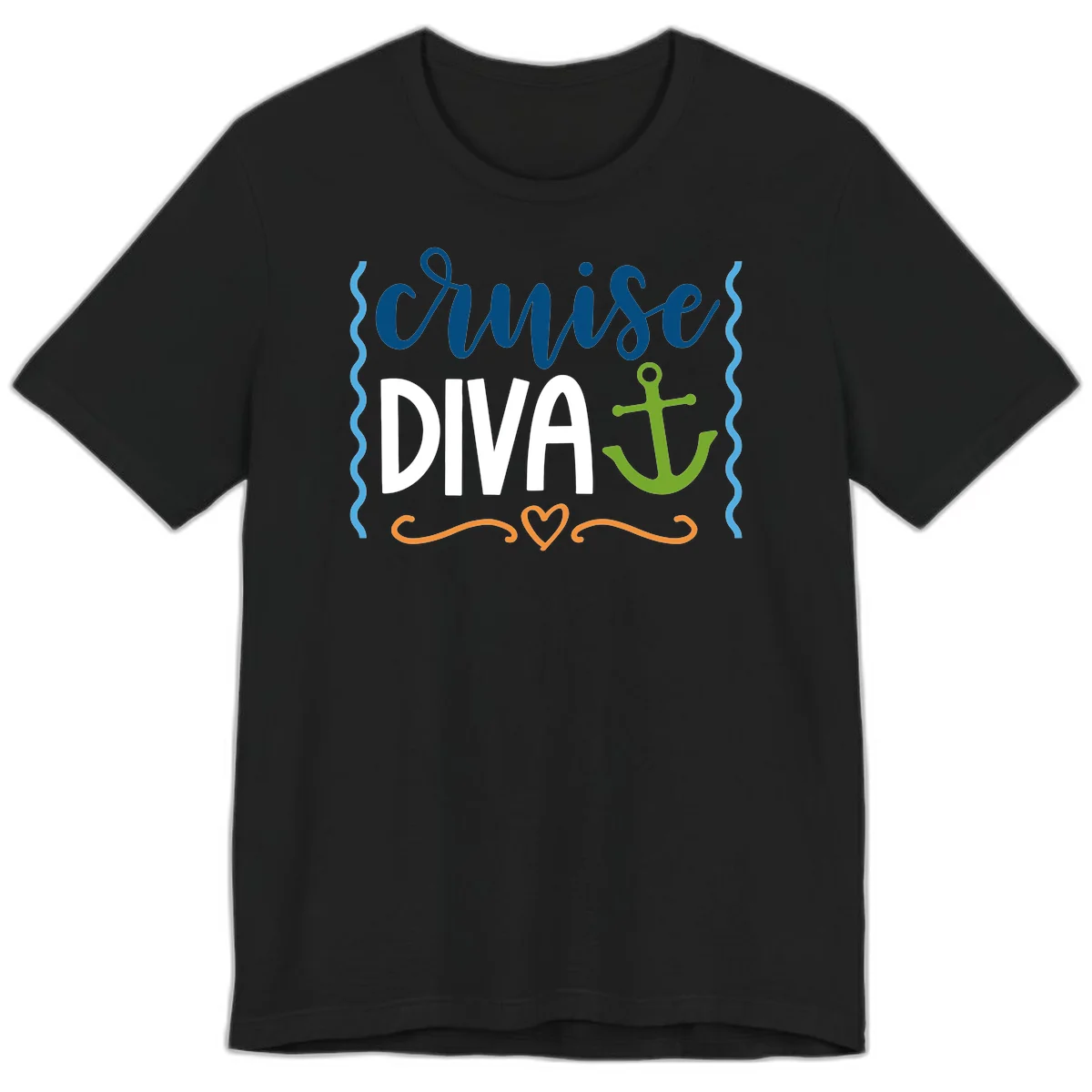 Cruise Diva Anchor Premium T-Shirt in Black