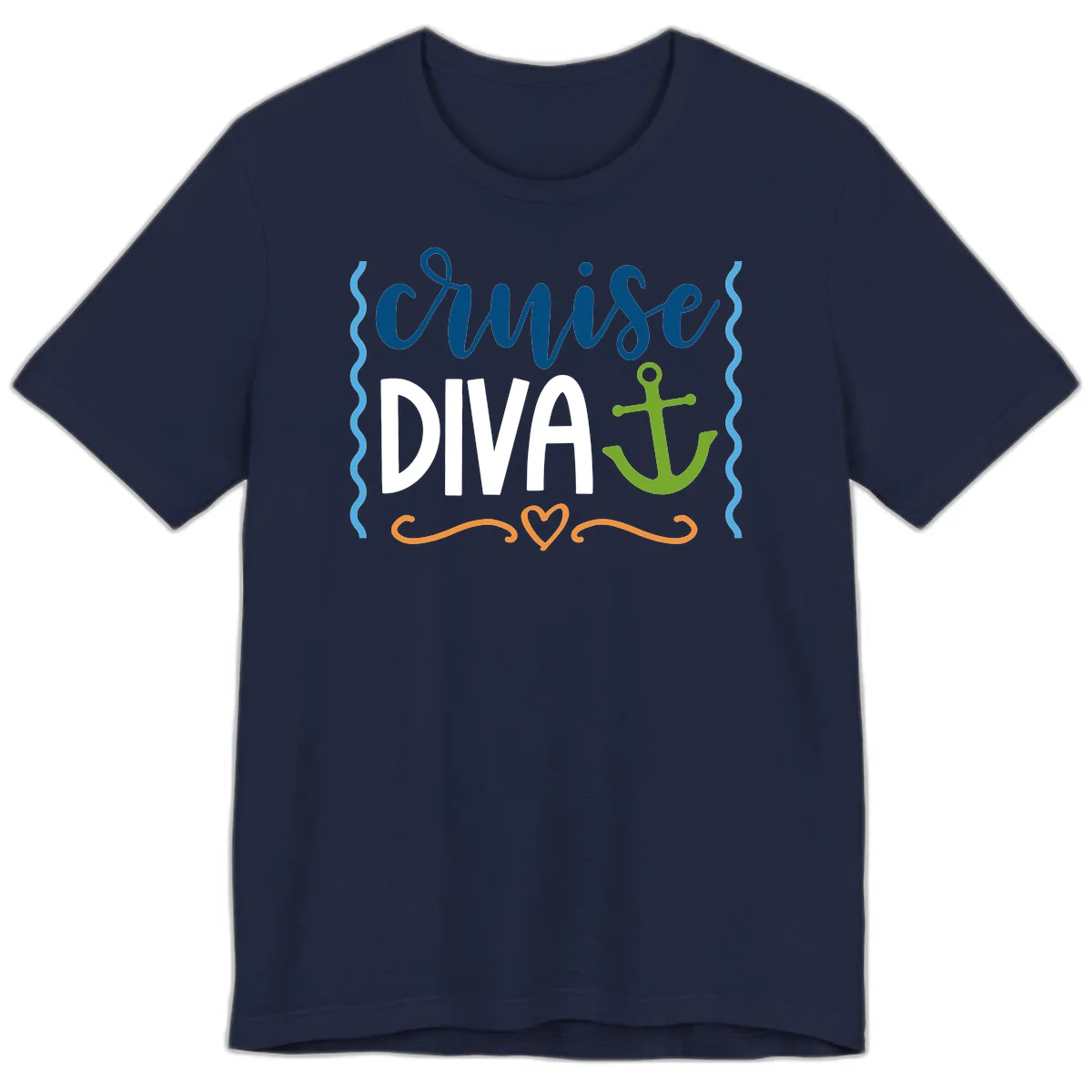 Cruise Diva Anchor Premium T-Shirt in Navy