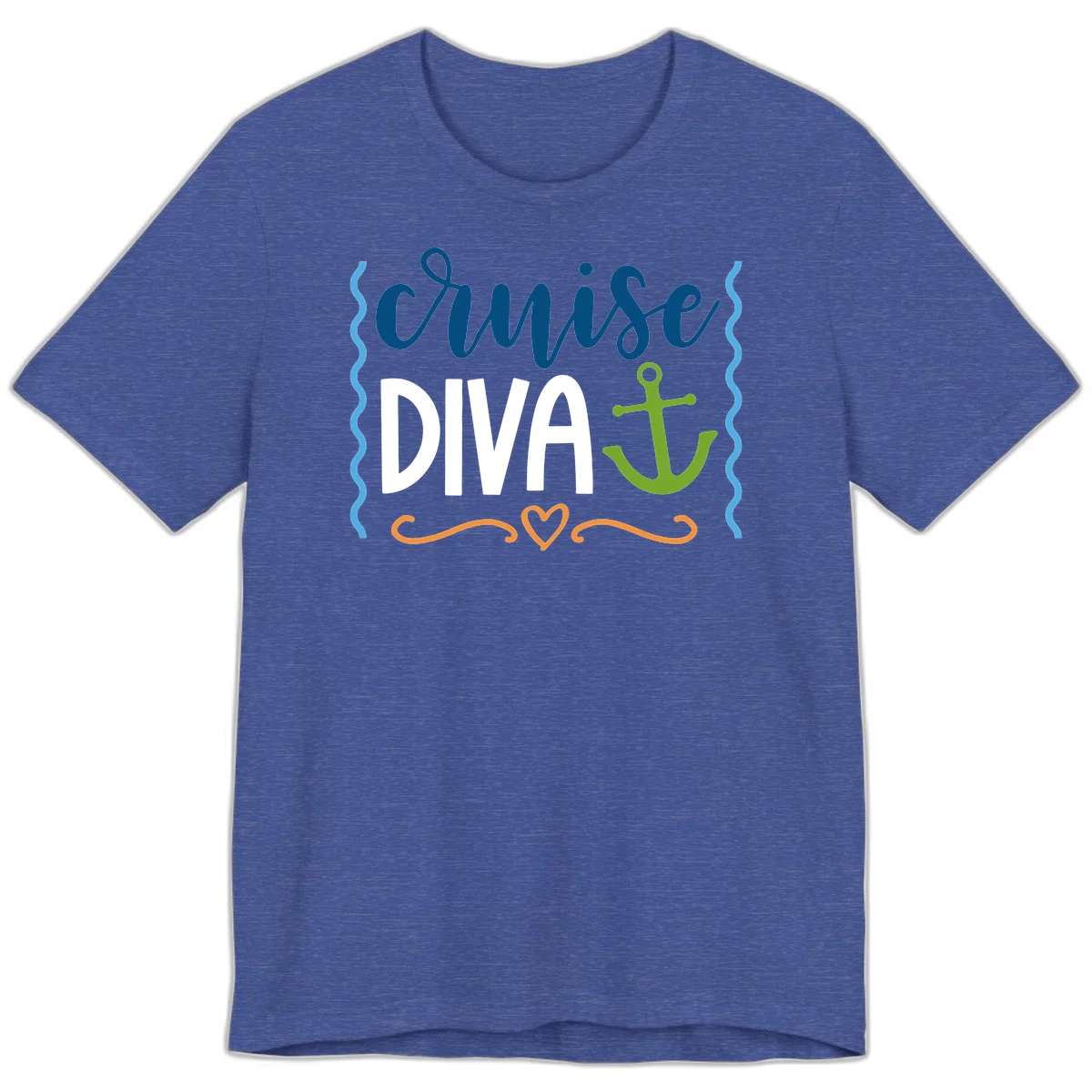 Cruise Diva Anchor Premium T-Shirt in Heather True Royal