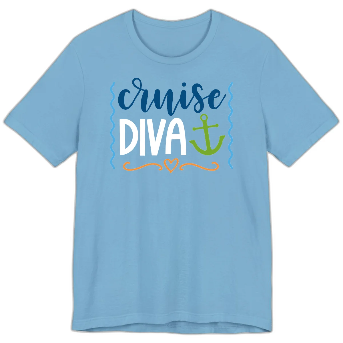Cruise Diva Anchor Premium T-Shirt in Ocean Blue