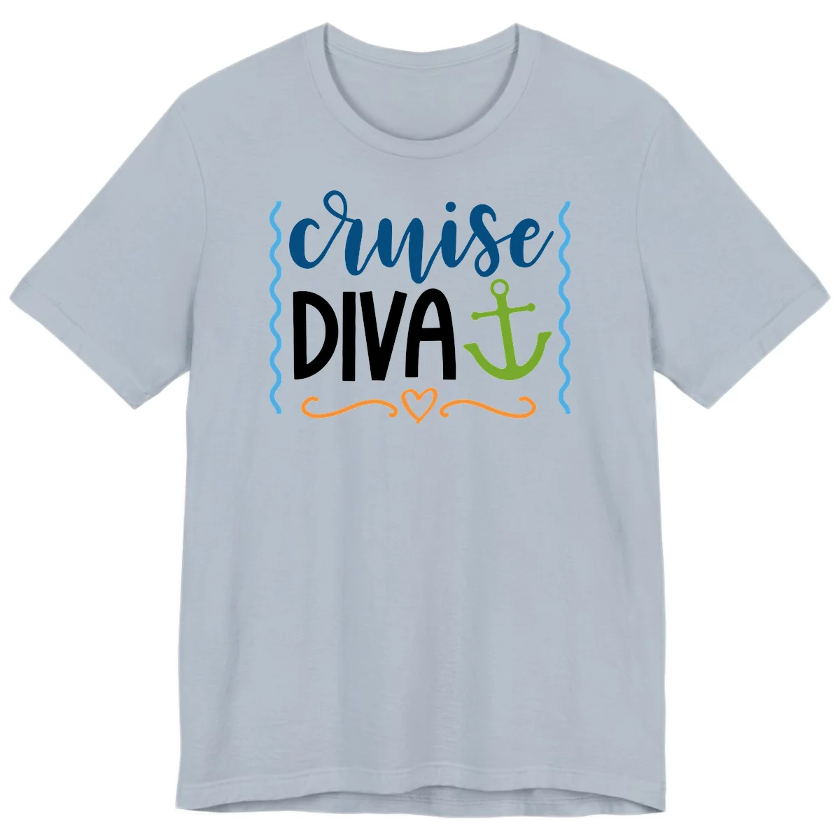 Cruise Diva Anchor Premium T-Shirt in Light Blue