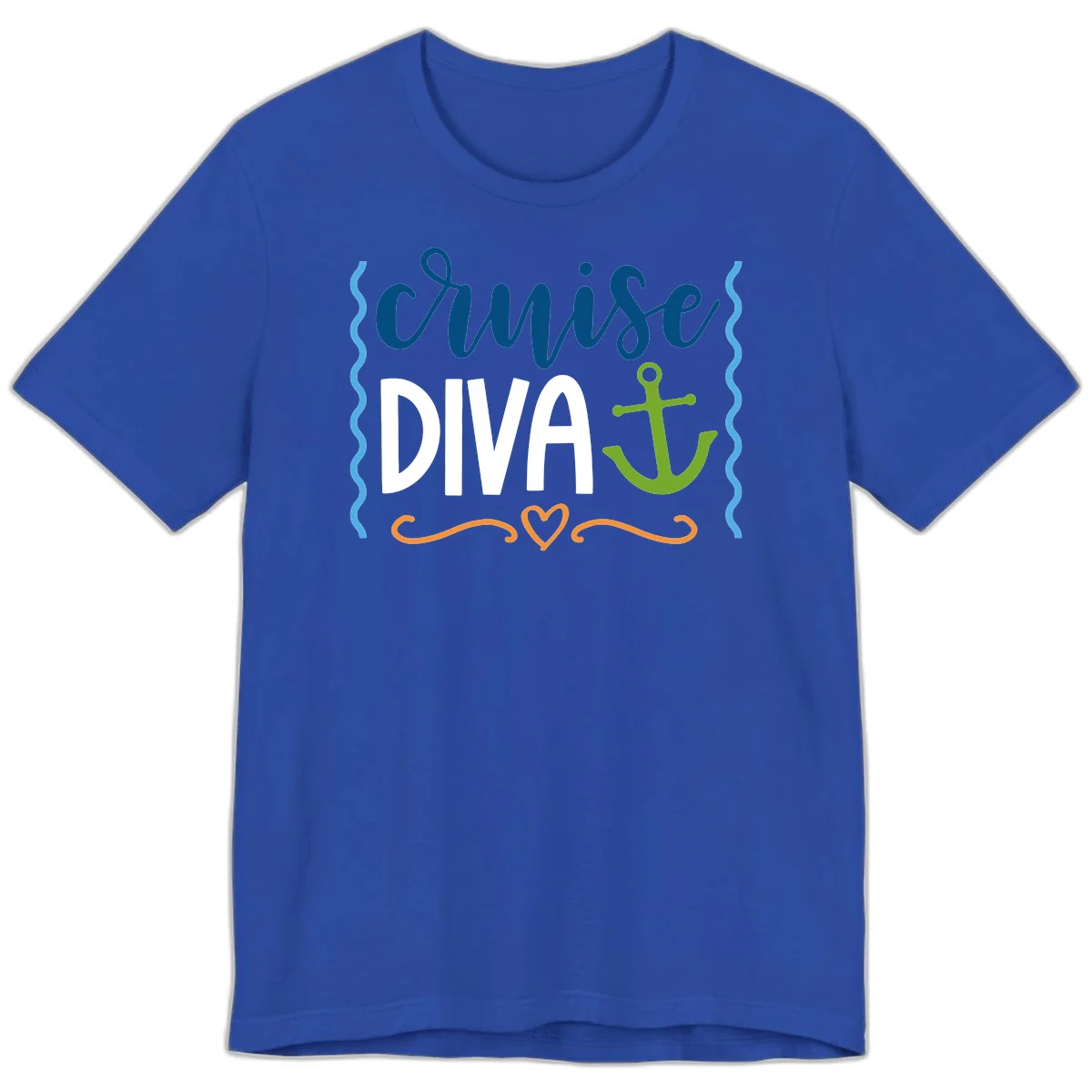 Cruise Diva Anchor Premium T-Shirt in True Royal