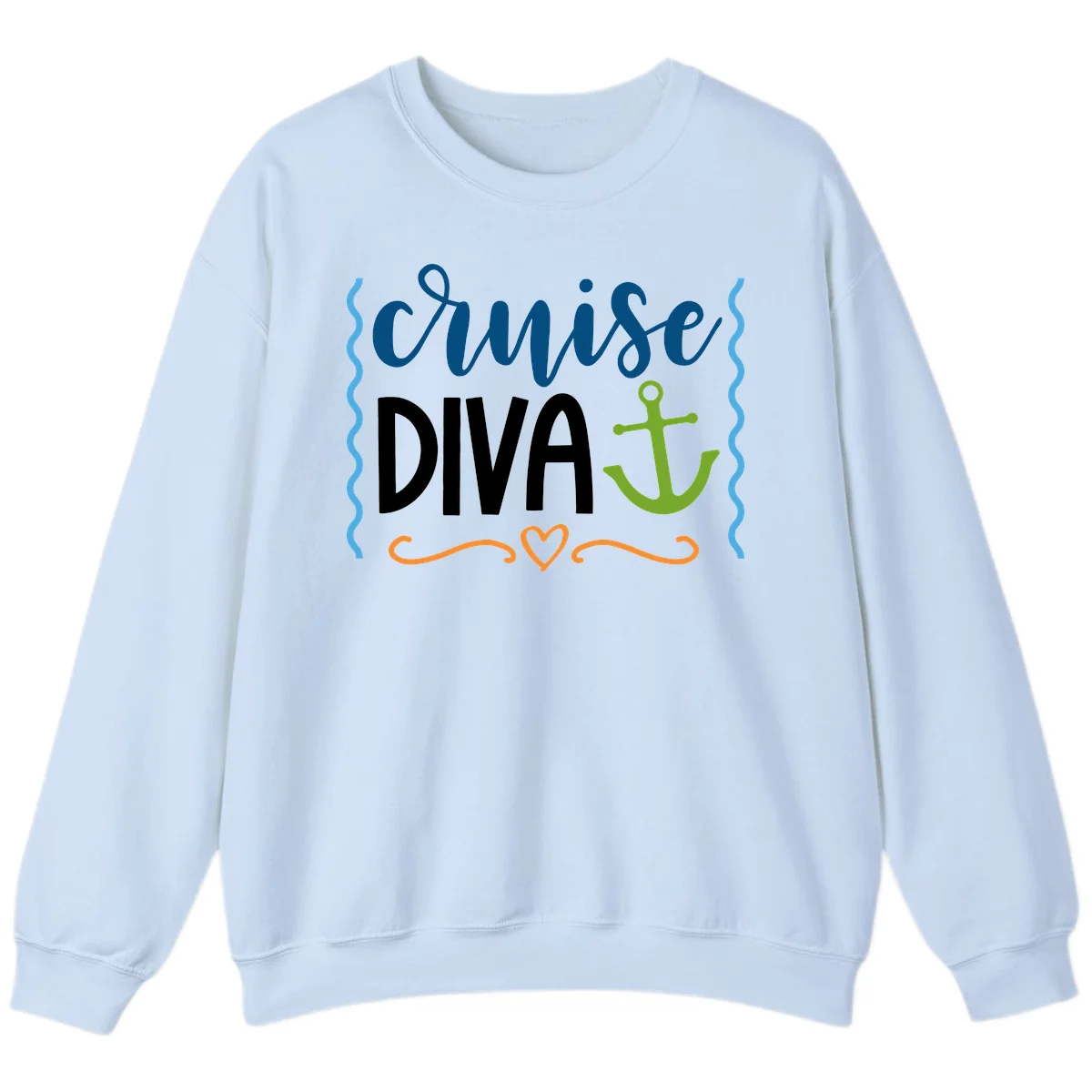 Cruise Diva Anchor Sweatshirt in Light Blue