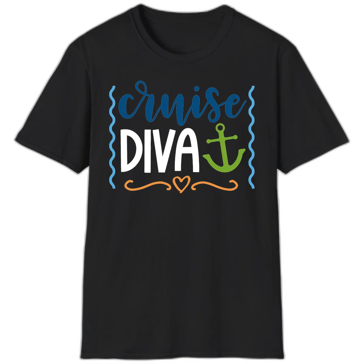 Cruise Diva Anchor T-Shirt in Black