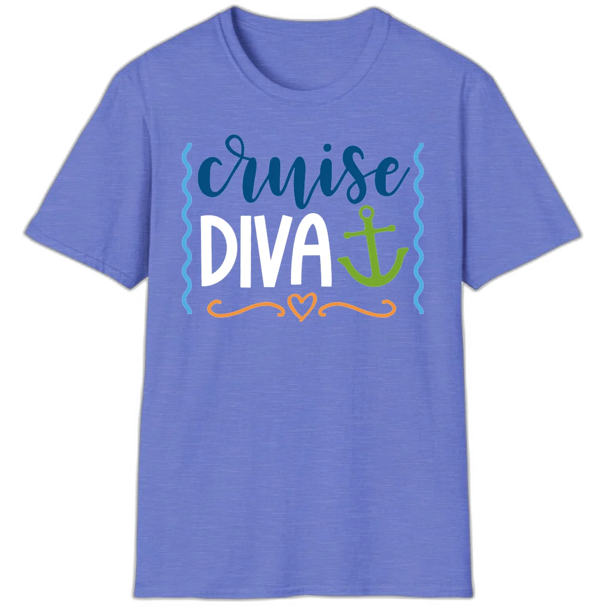 Cruise Diva Anchor T-Shirt in Heather Royal