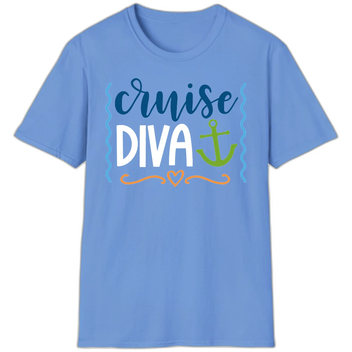 Cruise Diva Anchor T-Shirt in Carolina Blue