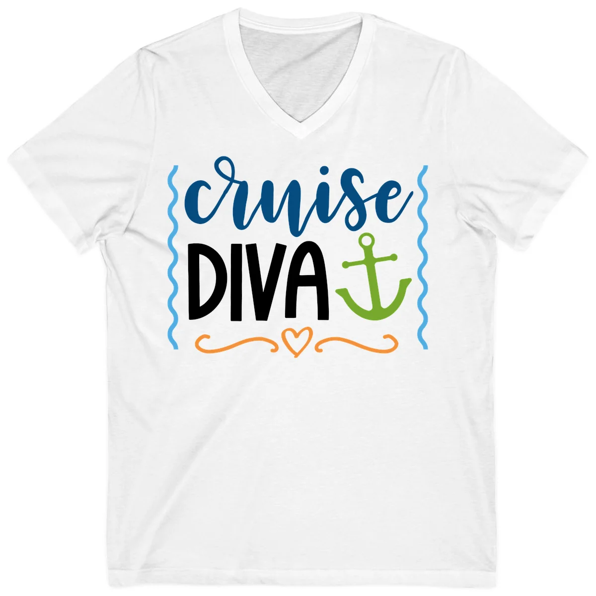 Cruise Diva Anchor V-Neck in White