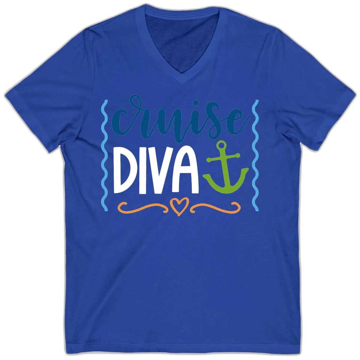 Cruise Diva Anchor V-Neck in True Royal