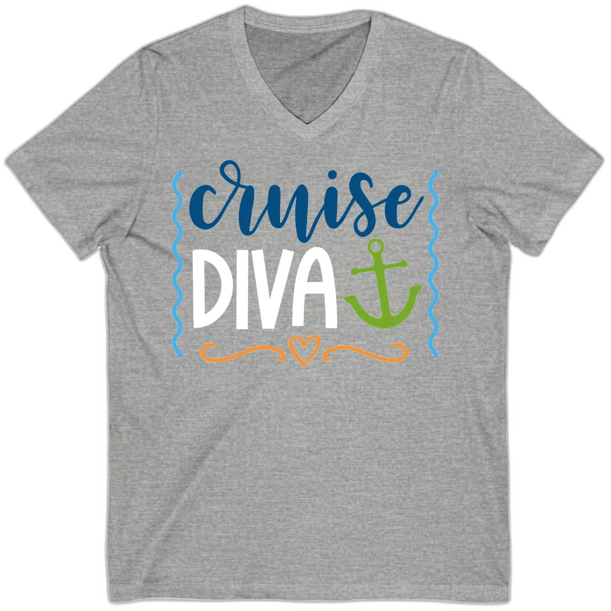 Cruise Diva Anchor V-Neck in Athletic Heather