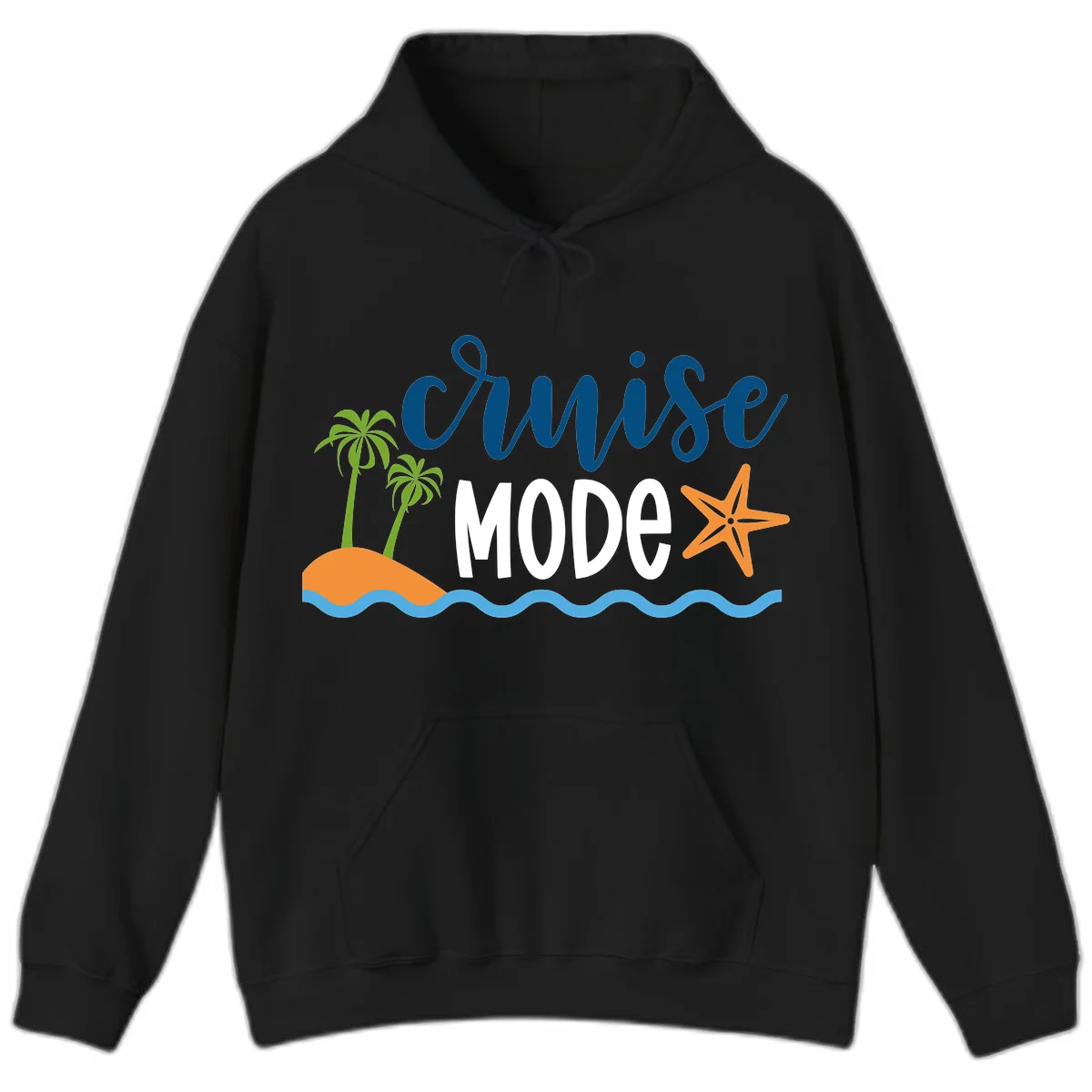 Cruise Mode Wavy Vibes Hoodie in Black