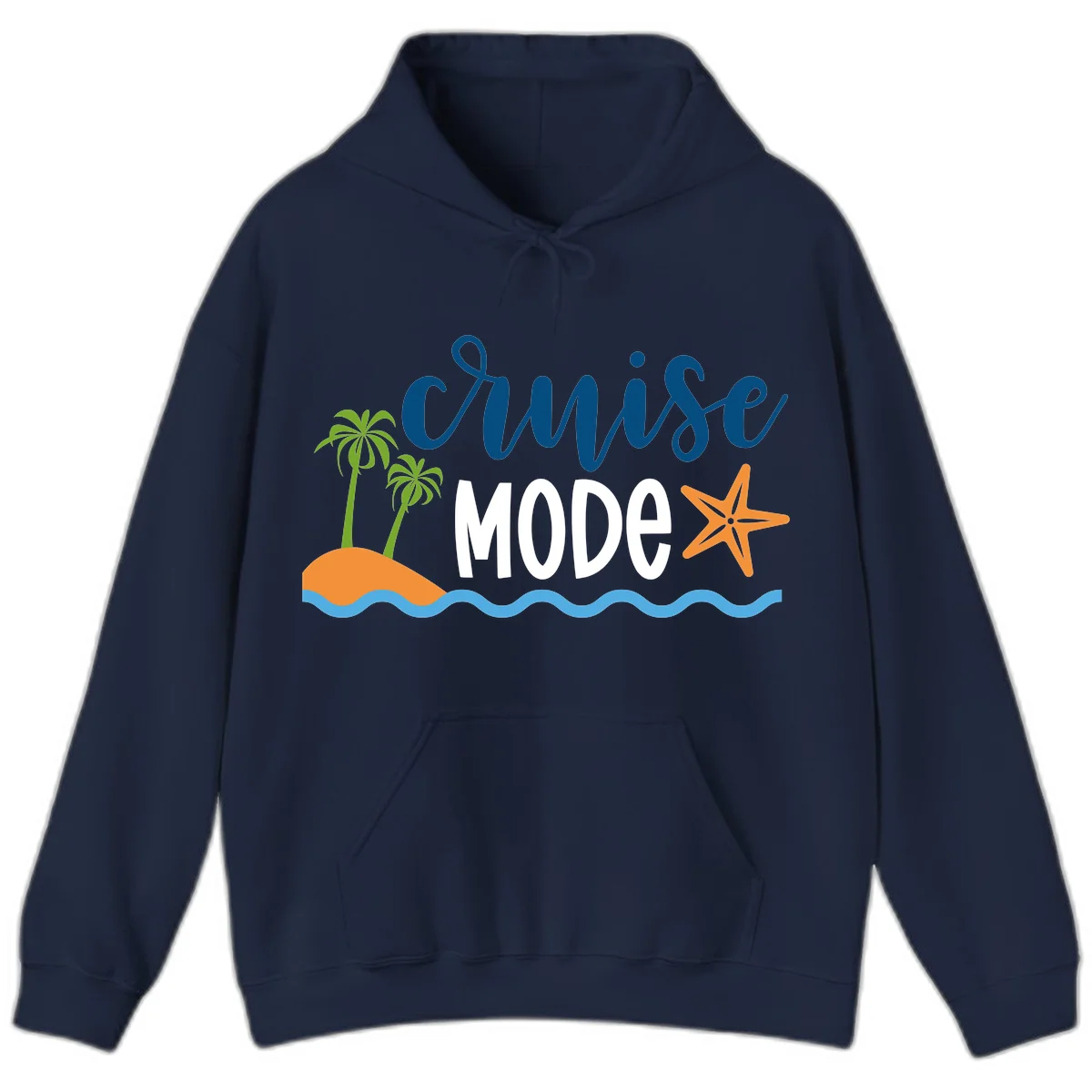 Cruise Mode Wavy Vibes Hoodie in Navy
